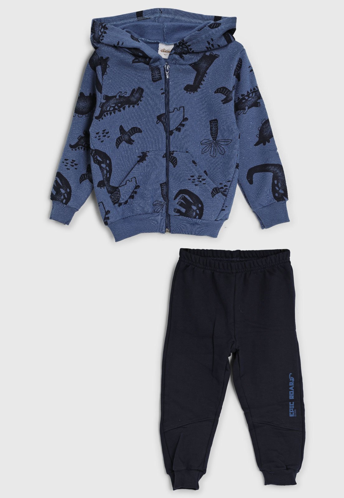 Conjunto Elian Moletom Com Capuz Calça Estampado Azul
