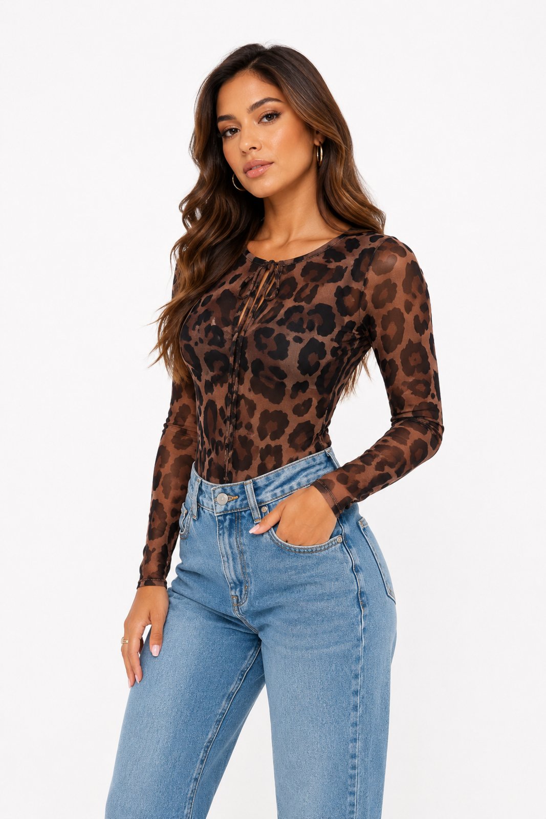 Blusa Manga Longa D Bell Outlet Fashion Onça Preta