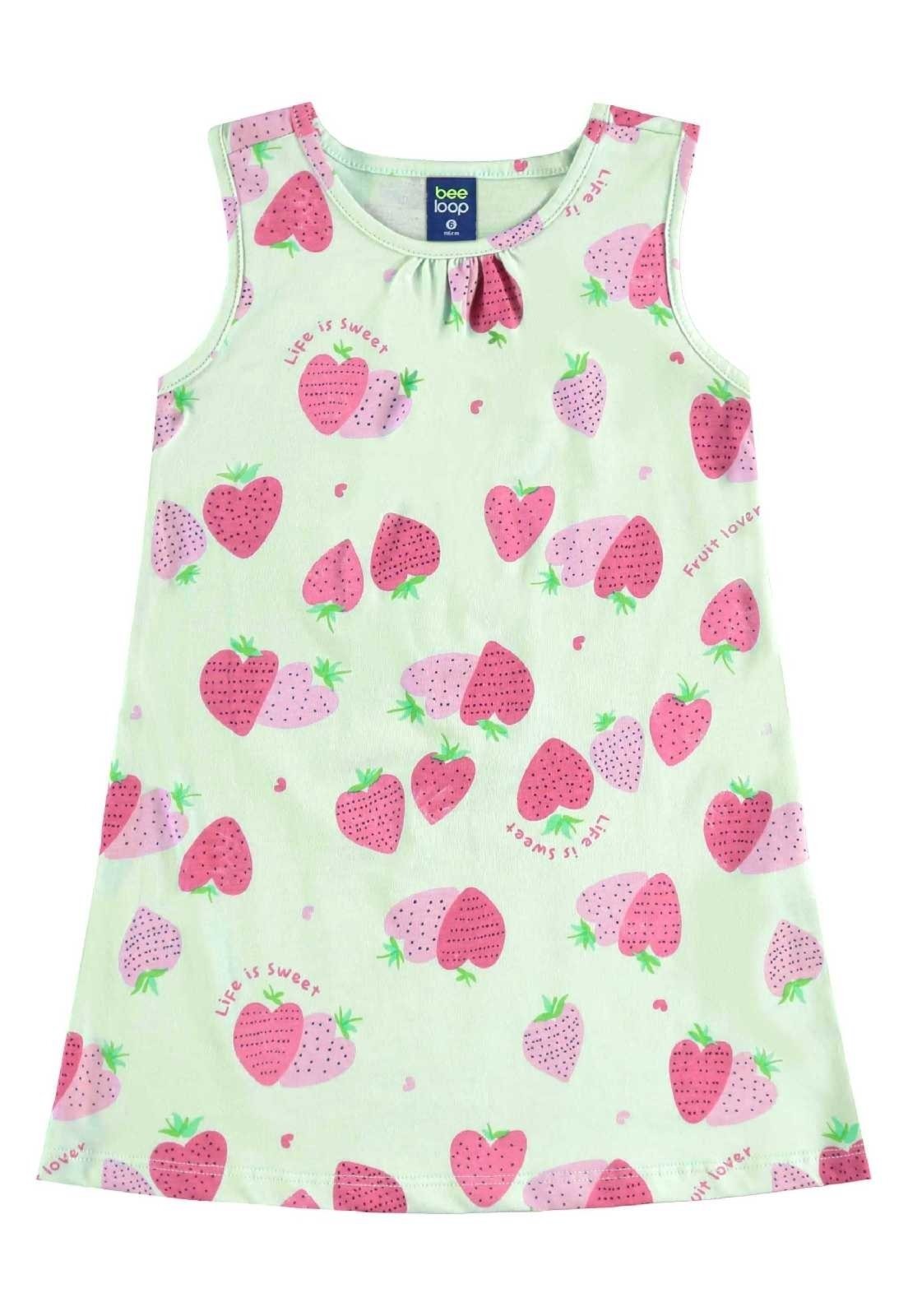 Infantil – Vestido Morangos Bee Loop Verde