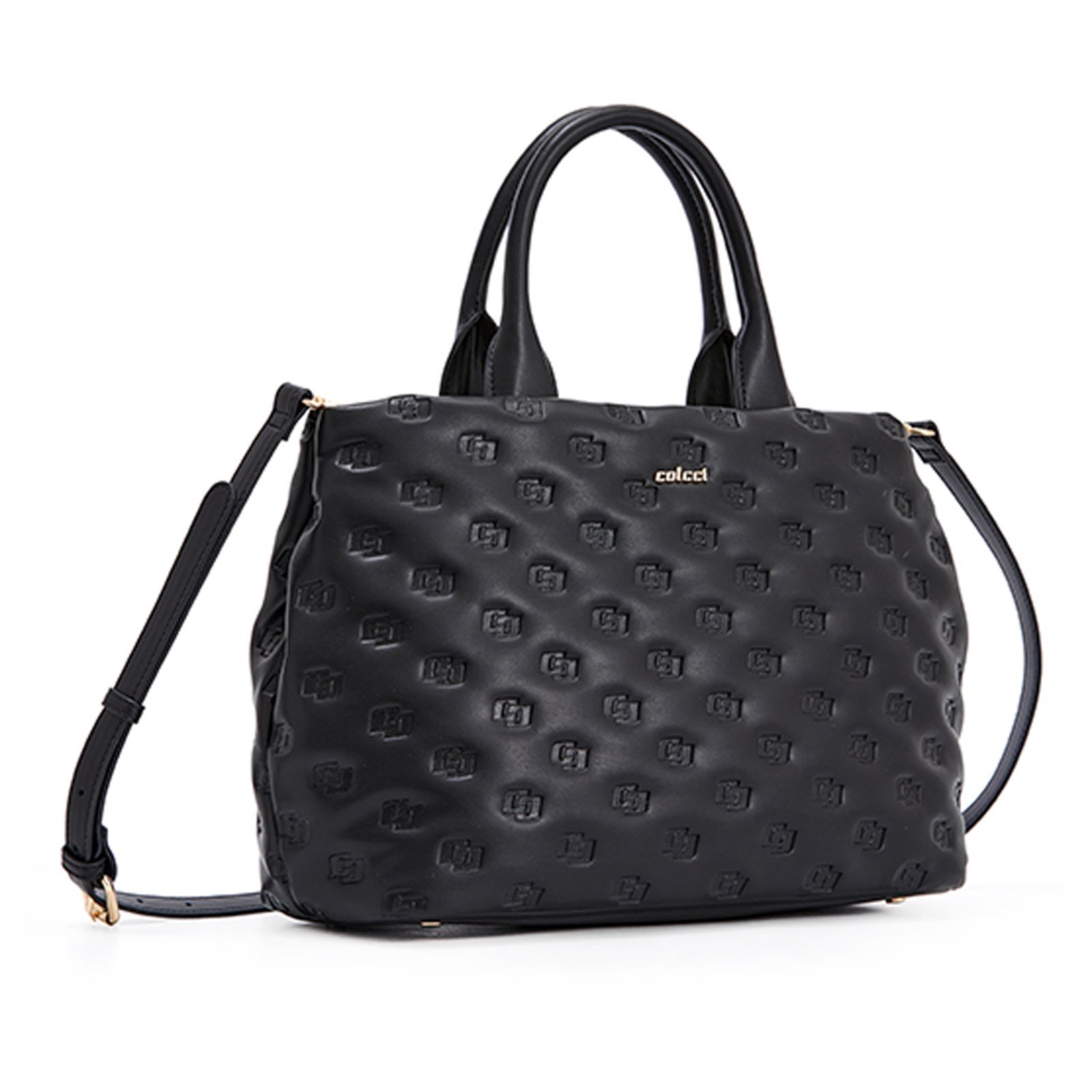 Vista 3 Bolsa Shopping Colcci Texture Pr25 Feminino preto preto