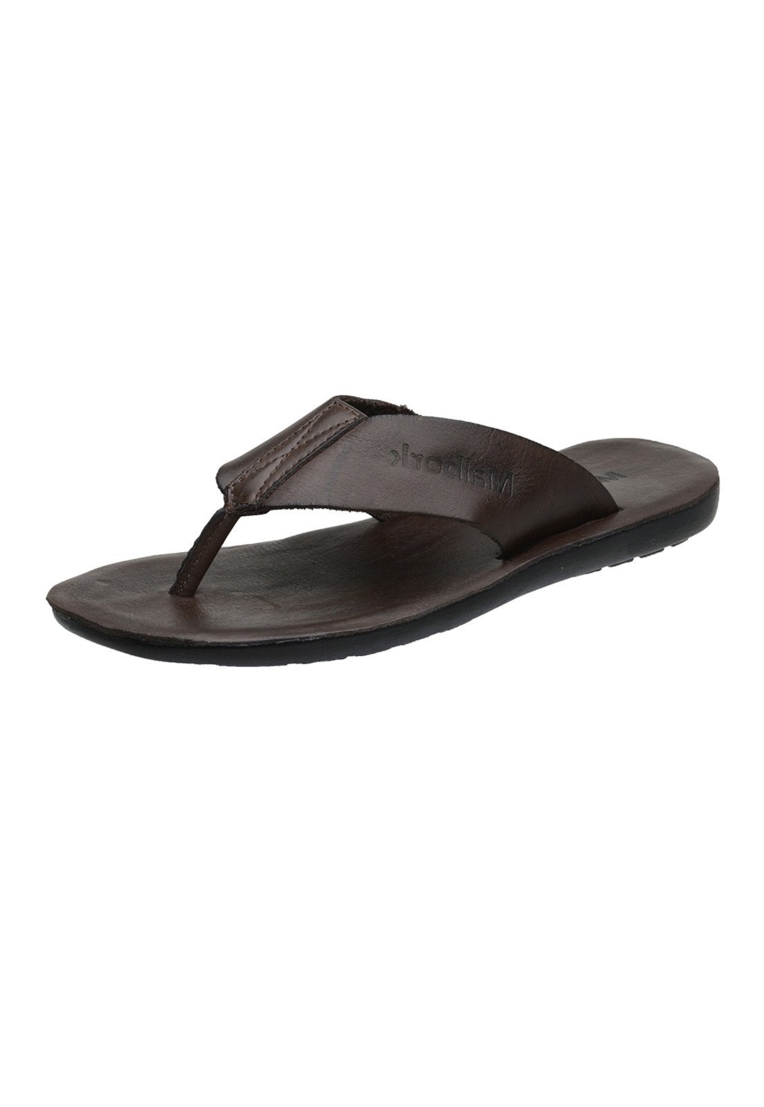 Chinelo Conforto Malbork Couro Café Palmilha De Couro 305 Marrom/Café