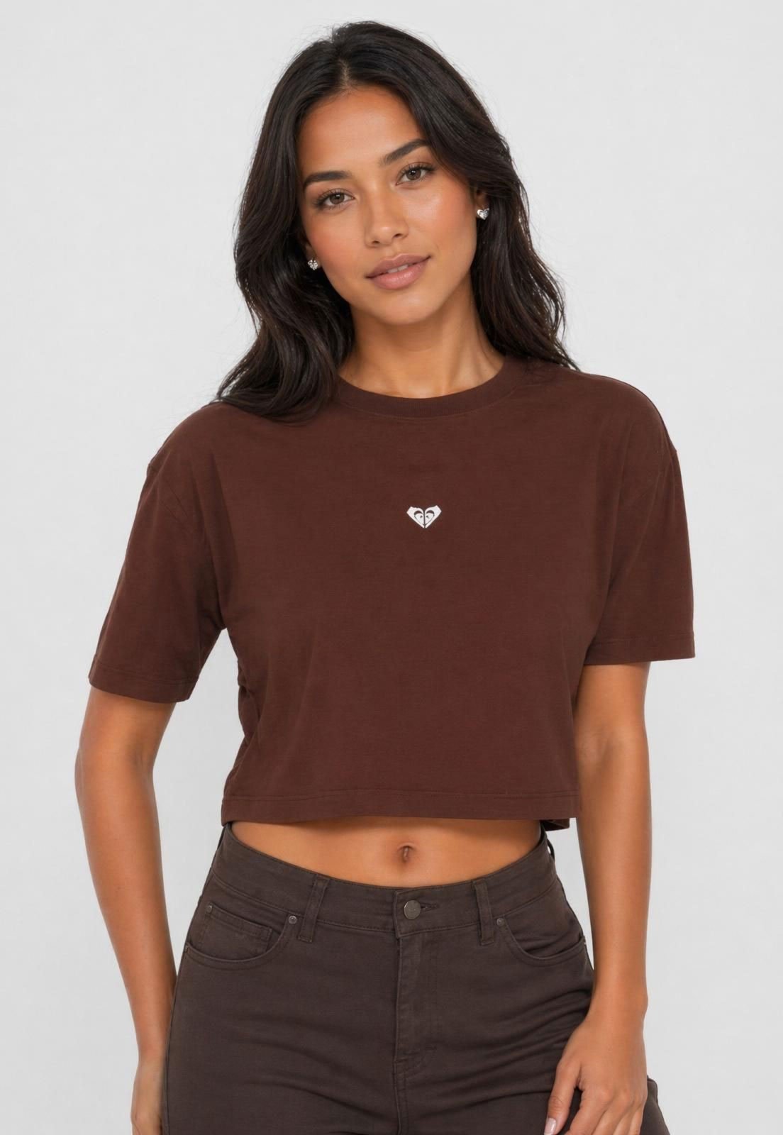 Blusa Feminina Roxy Cropped Algodão Marrom