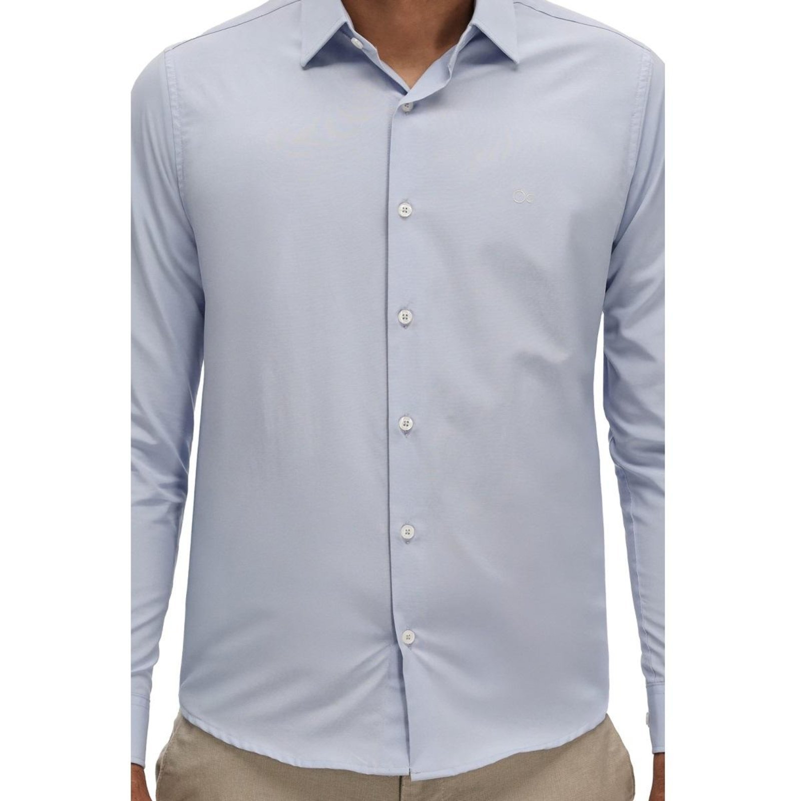 Camisa Manga Longa Essencial Slim Masculina Ogochi 001520072 Azul