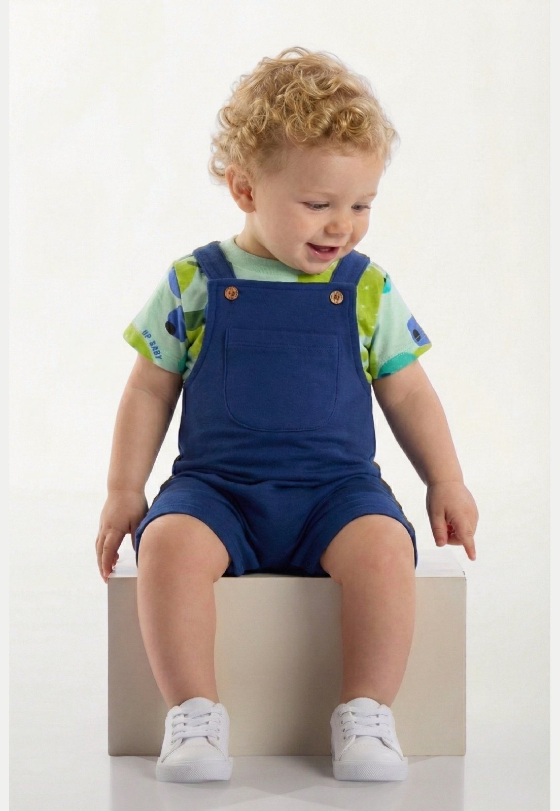 Infantil – Conjunto Jardineira e Body para Up Baby Verde