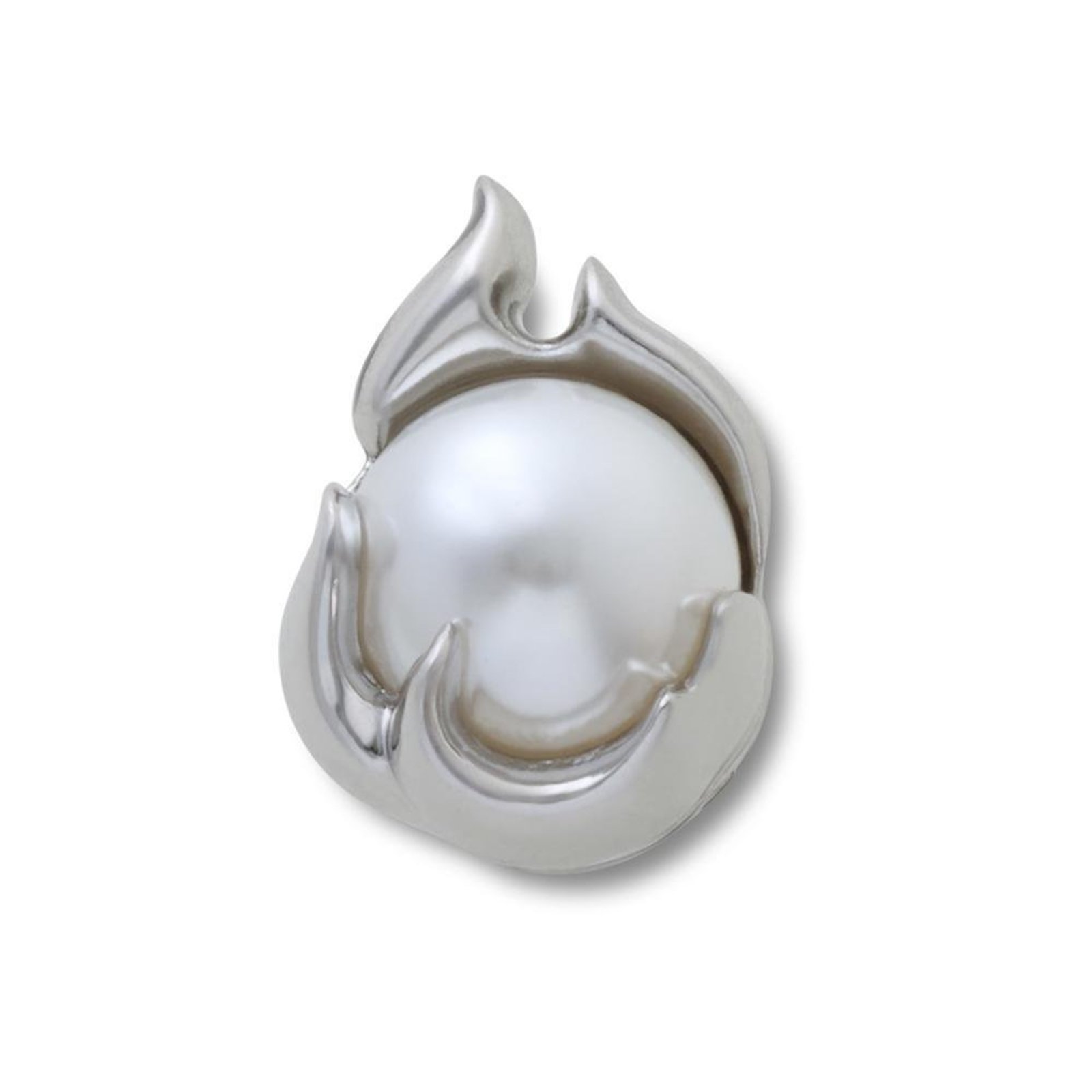 Infantil - Jibbitz™ Pérola SMT Chama de Prata Único Branco