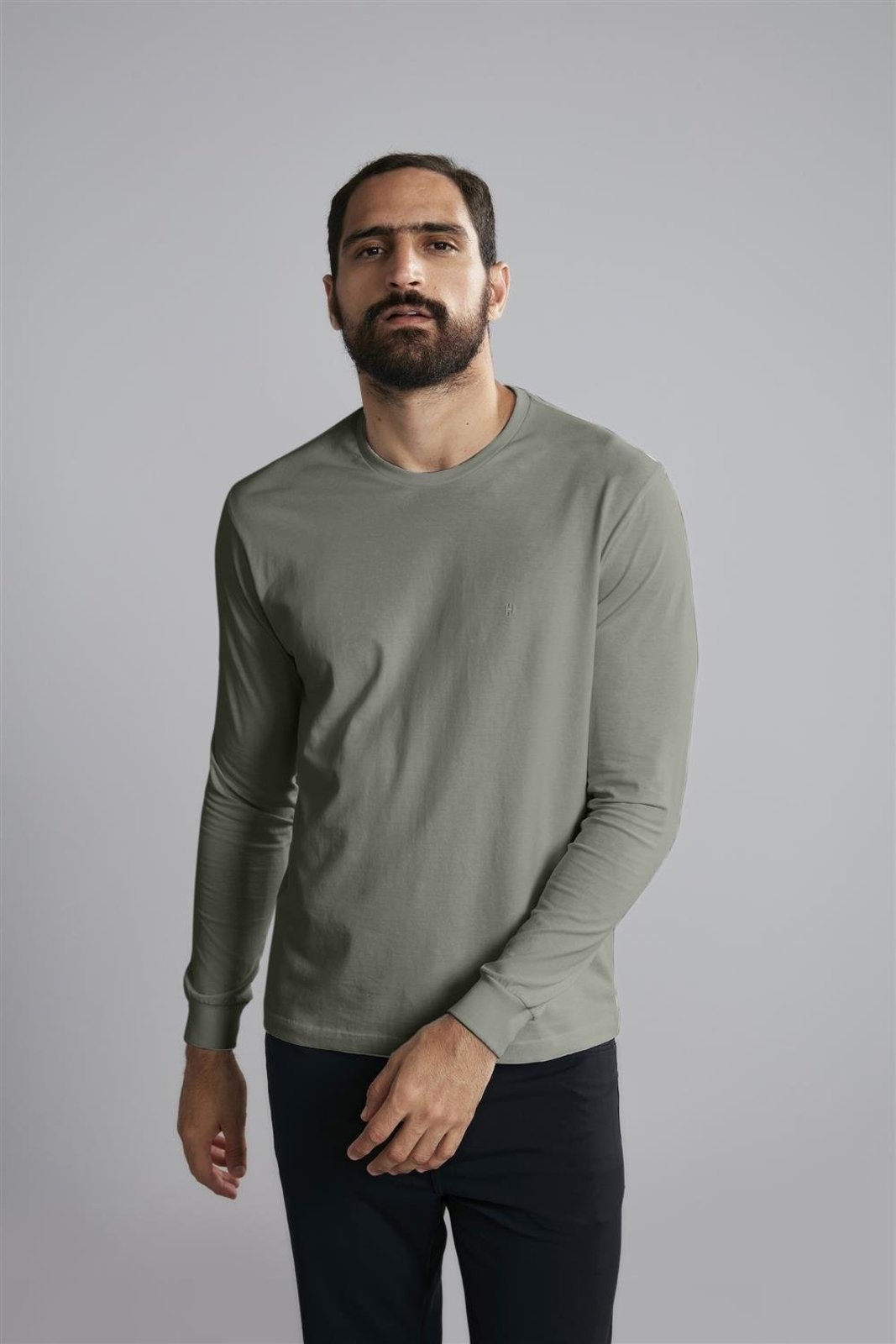 HIGHSTIL Camiseta Manga Longa Premium Comfort Malha – Verde Escuro