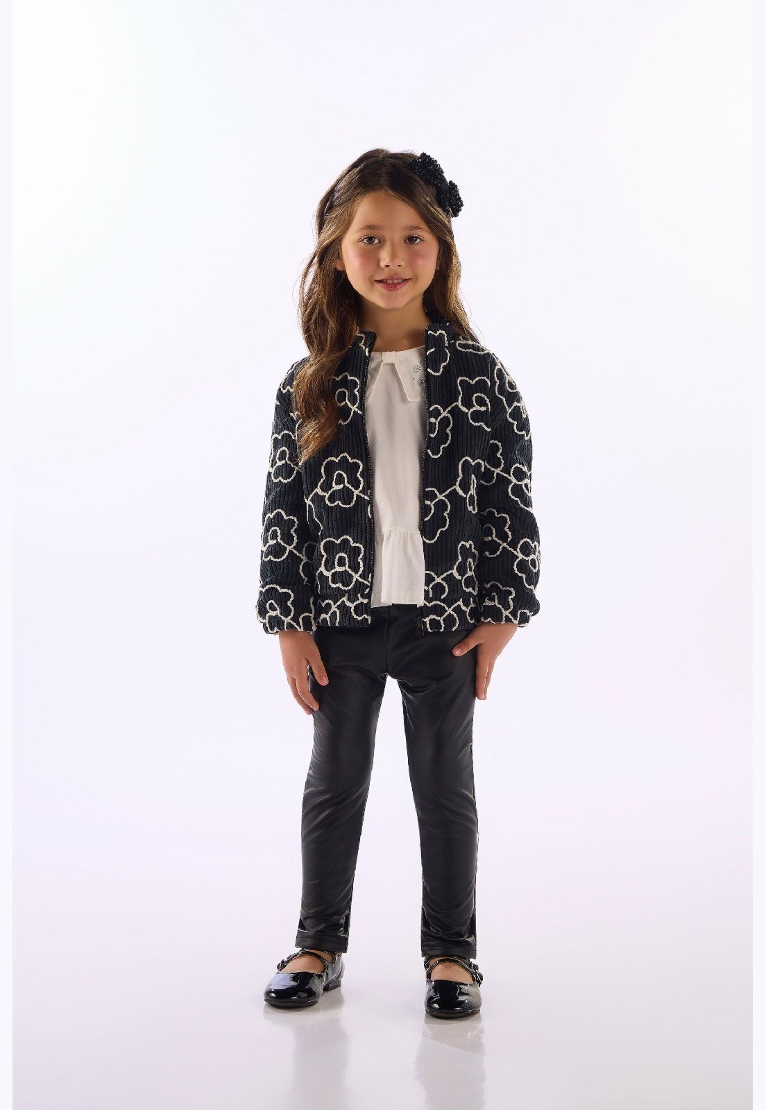 Infantil - Jaqueta Veludo Bordado Forro Up Baby Preto