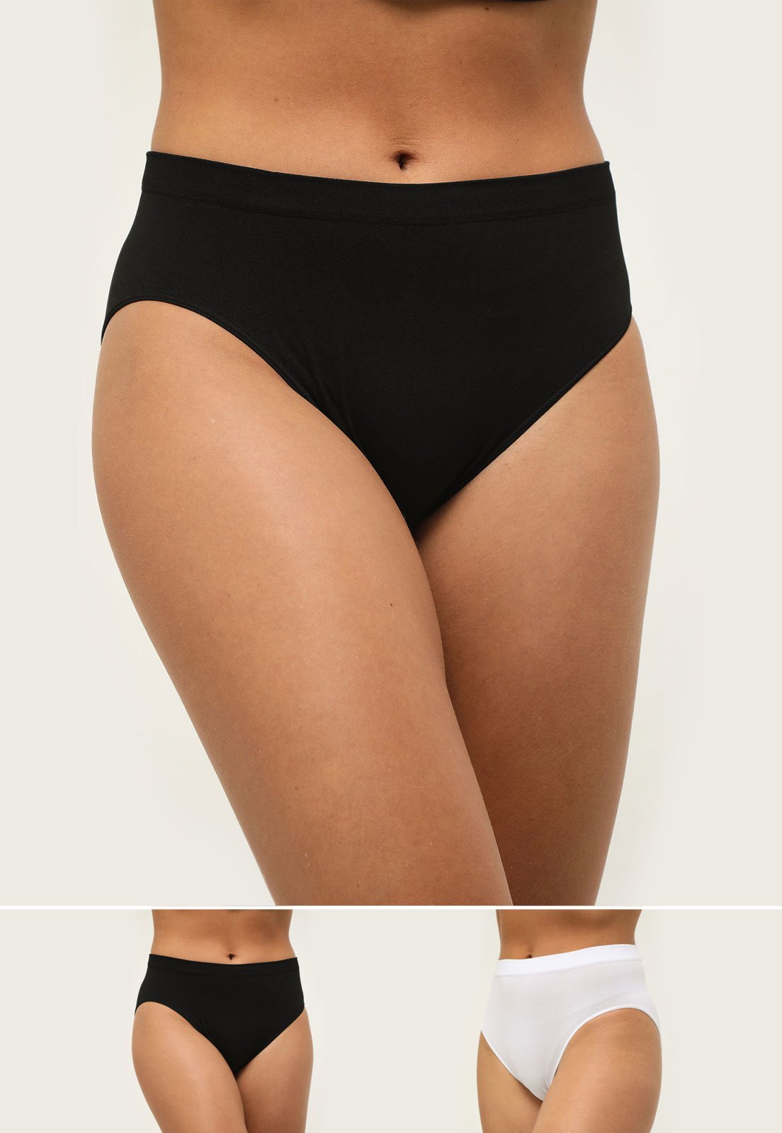 Vista 2 Kit 2pçs Calcinha Trifil Hot Pant Sem Costura Preta e Branca preto TRIFIL preto
