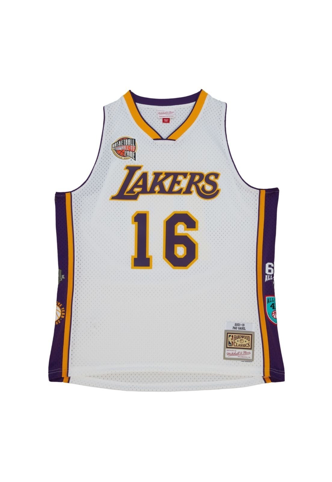 Regata Mitchell & Ness HOF Swingman Jersey Los Angeles Lakers Pau Gasol White Branca