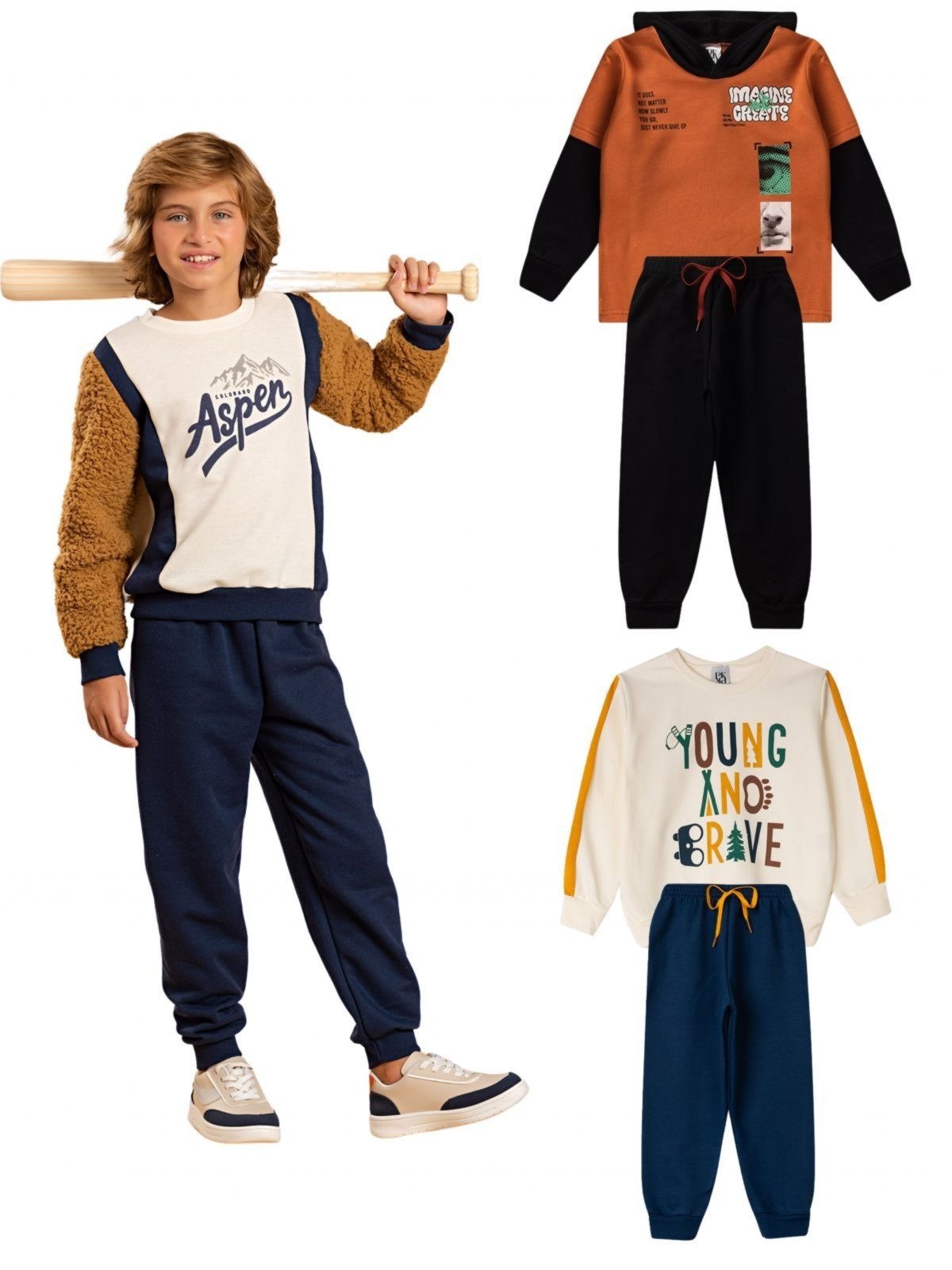 Vista 2 Infantil - Kit Sortido Platinum 2 Peças de Roupas Infantis Masculino Inverno - 1 Casacos + 1 Calças PLATINUM KIDS multicolorido PLATINUM KIDS multicolorido