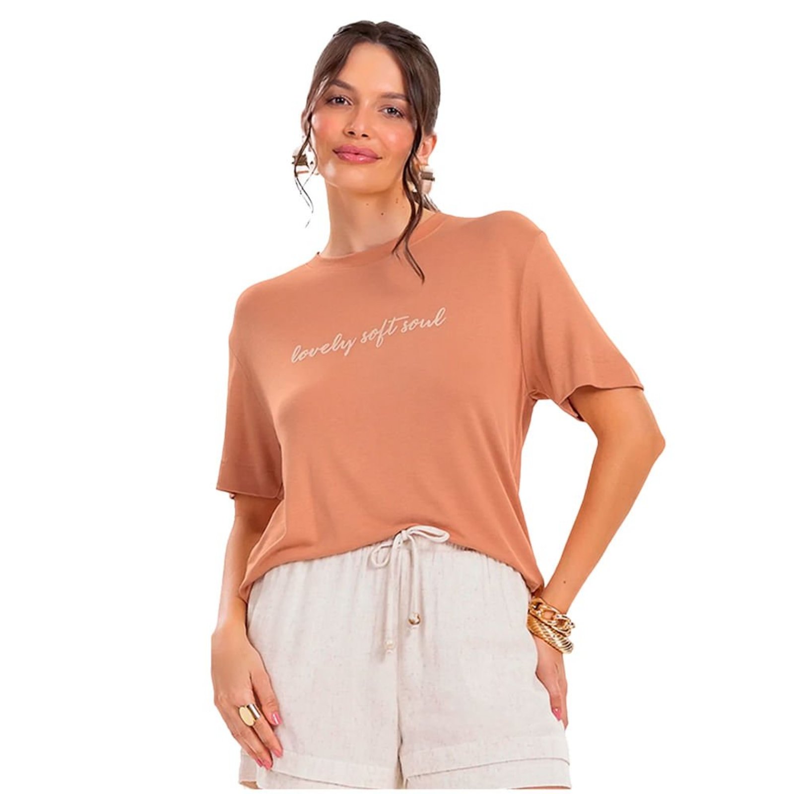 Blusa Feminina Rovitex Lovely Soul Avelã