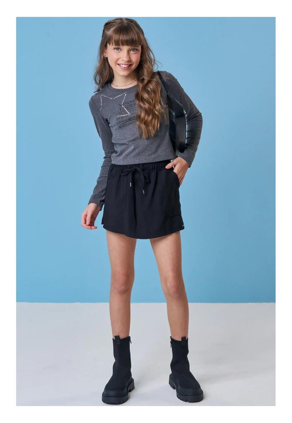 Infantil - Conjunto Menina Saia Preto Vic&Vicky 12 Cinza