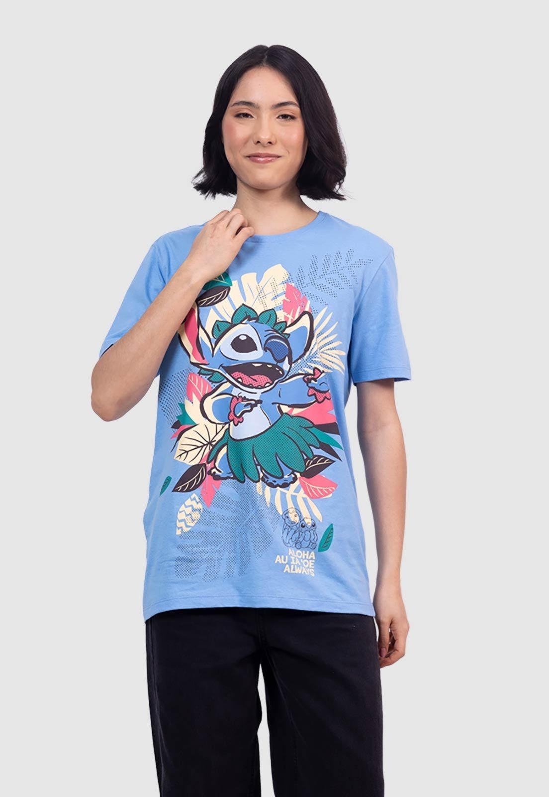 Camiseta Piticas Disney Stitch Aloha Azul