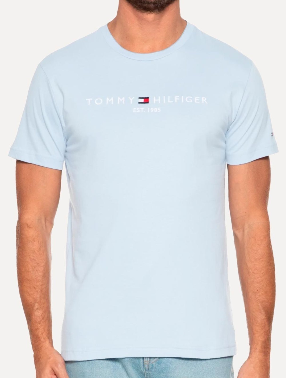 Camiseta Tommy Hilfiger Masculina Core Logo Tee Azul Gelo