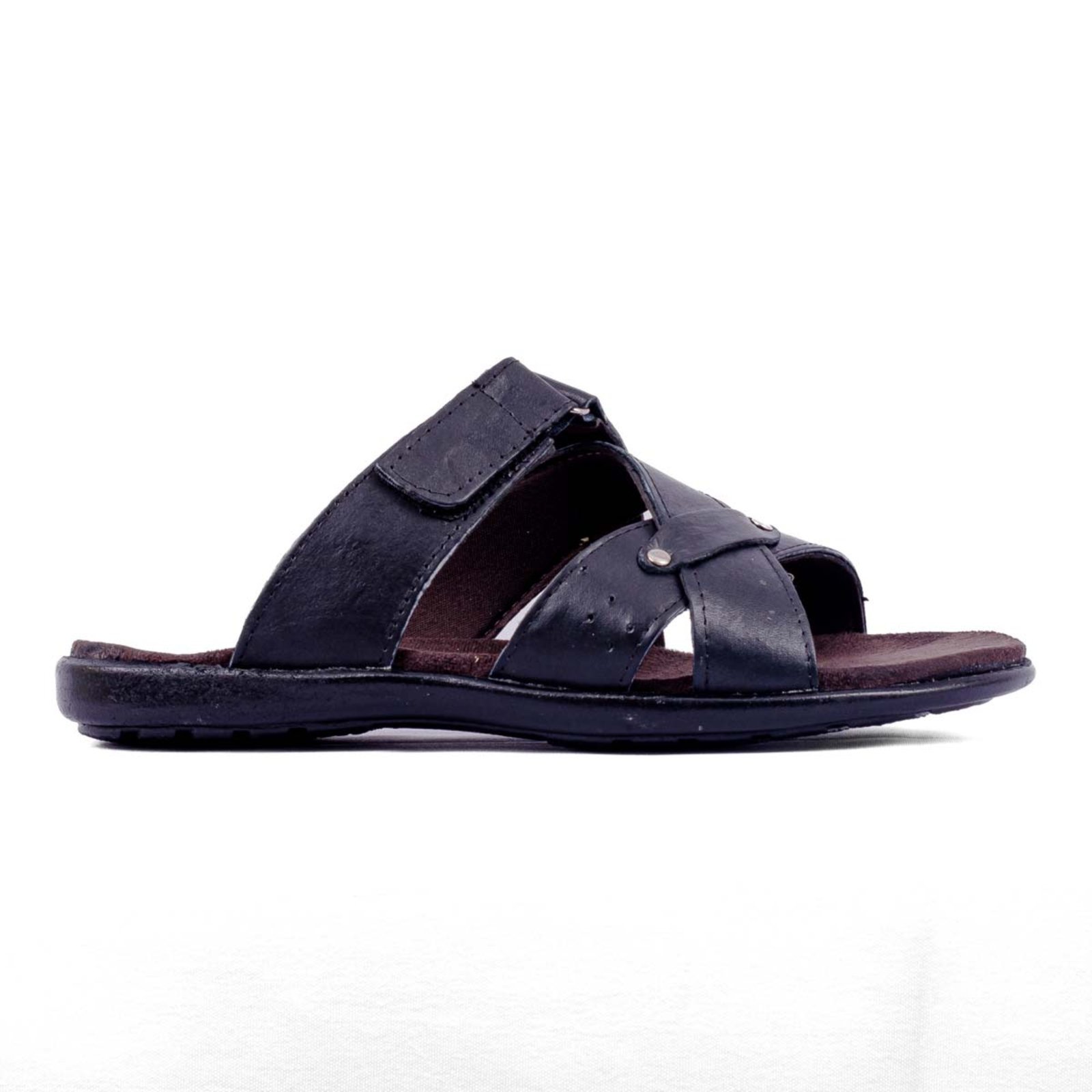 Chinelo Masculino Herlim Em Couro Anatômico Confortável Leve Preto