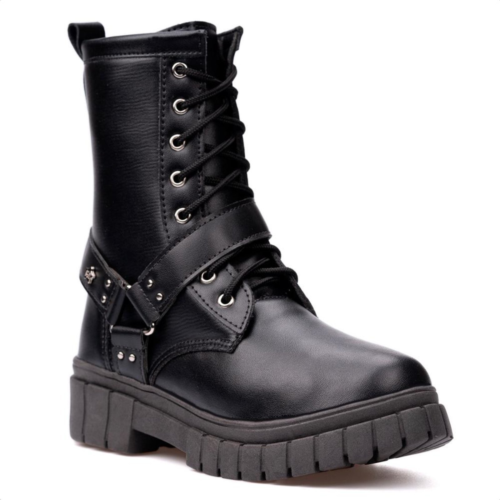 Infantil – Coturno Biker Menina Tratorado Com Tiras Rock Moda