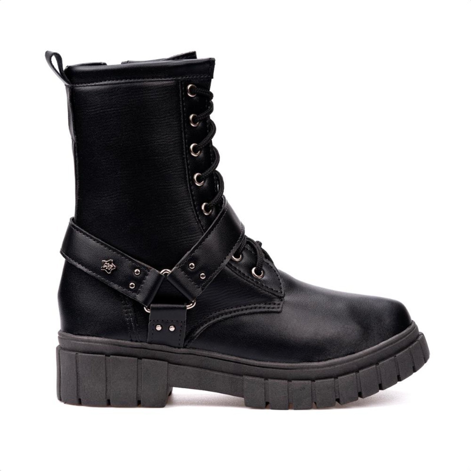 Vista 3 Infantil - Coturno Biker Menina Tratorado Com Tiras Rock Moda Menina Fashion preto Menina Fashion preto