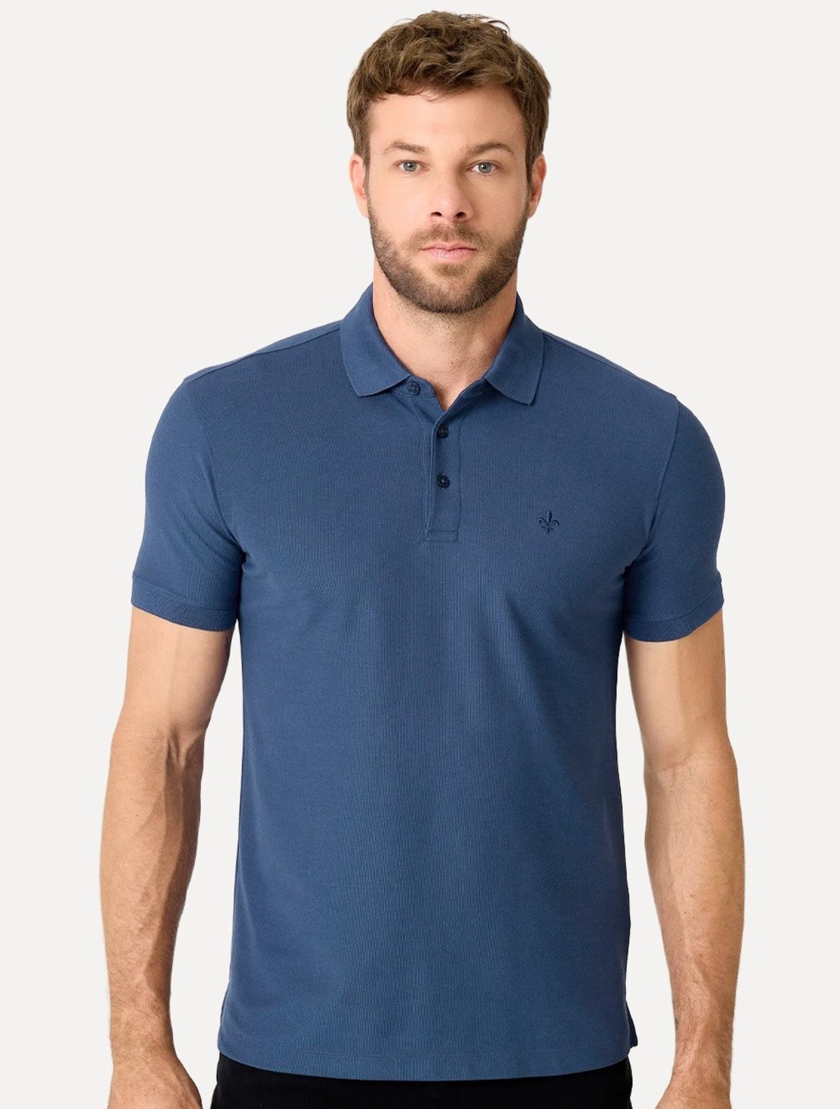 Camisa Polo Dudalina Masculina Piquet Essential Color Azul Índigo