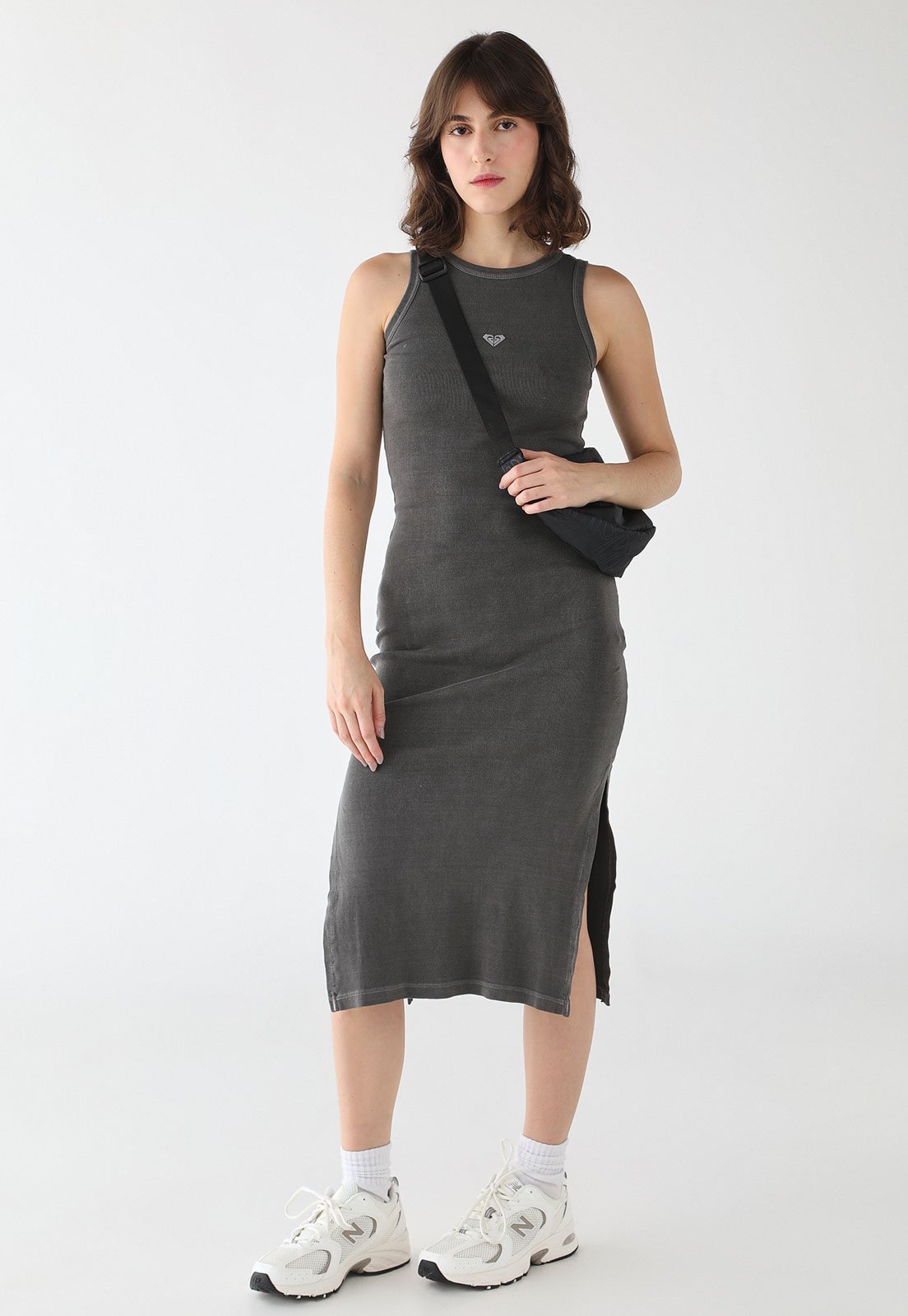 Vestido Feminino Roxy Tomboy Dress Cinza Escura