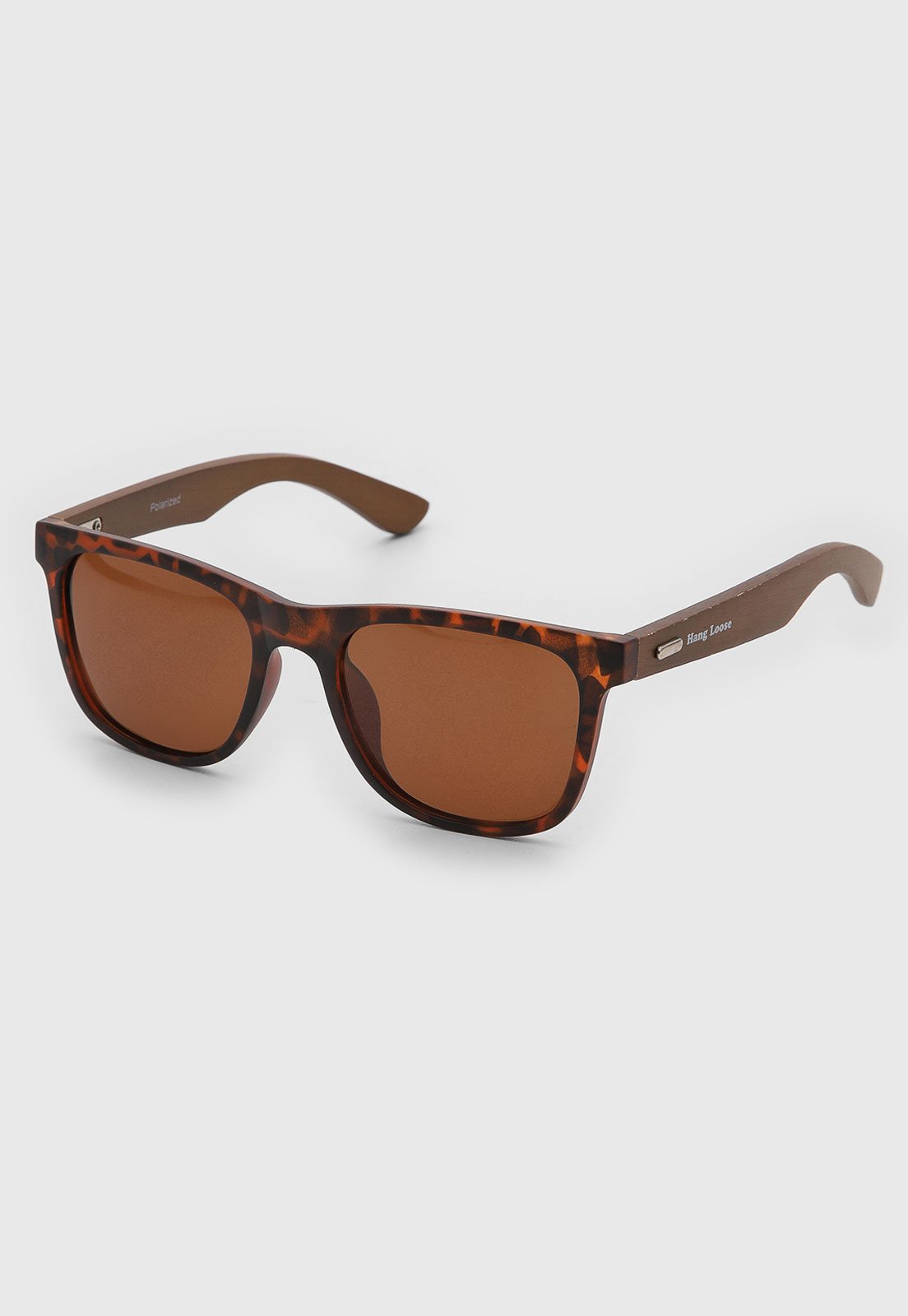 Óculos de Sol Hang Loose Polarized Bambu Quadrado Tartaruga Marrom