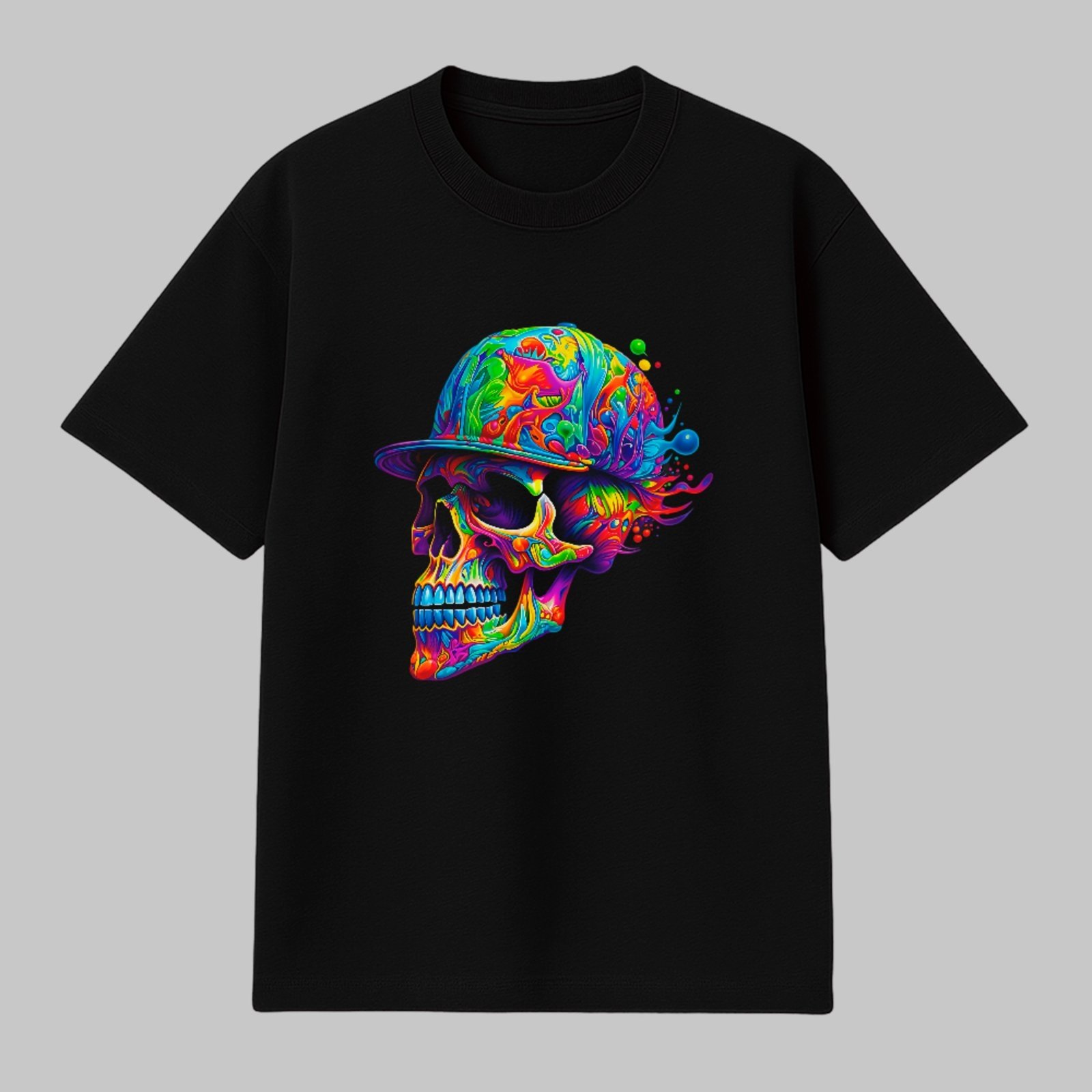 Camiseta Básica Skull Psychedelic Street Unissex Preto