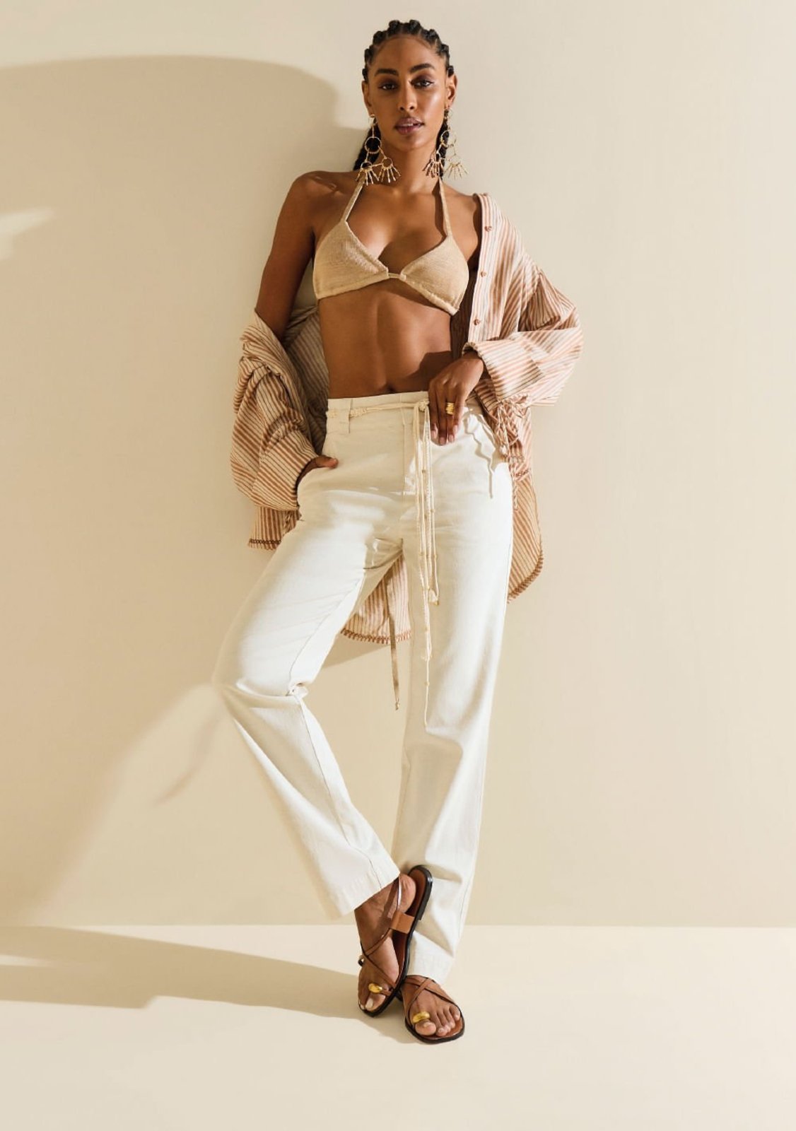 Calça Morena Rosa Reta Média Bege