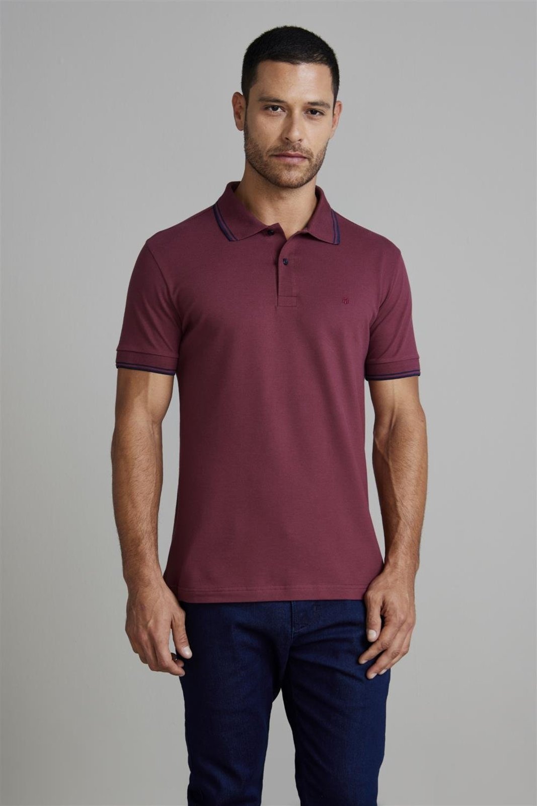 HIGHSTIL Polo Manga Curta Piquet Básica Slim Fit - Marrom Capuccino