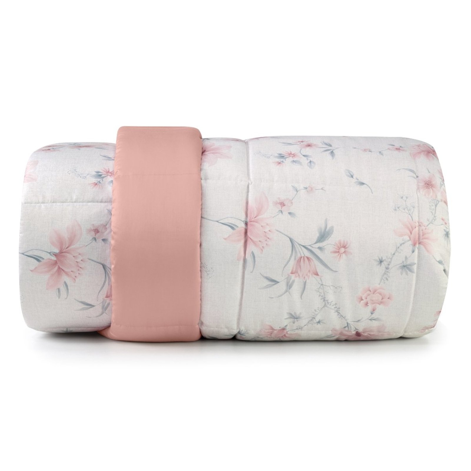 Edredom Queen 300 Fios Algodão Lynel Freesia Floral Rosa