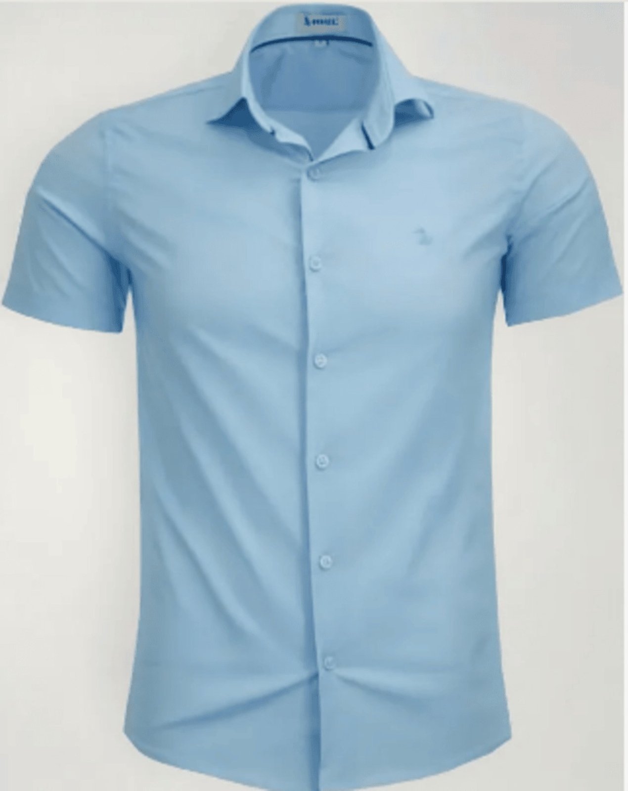 Camisa Social Amil Slim Com elastano Talks Macia Manga Curta Azul