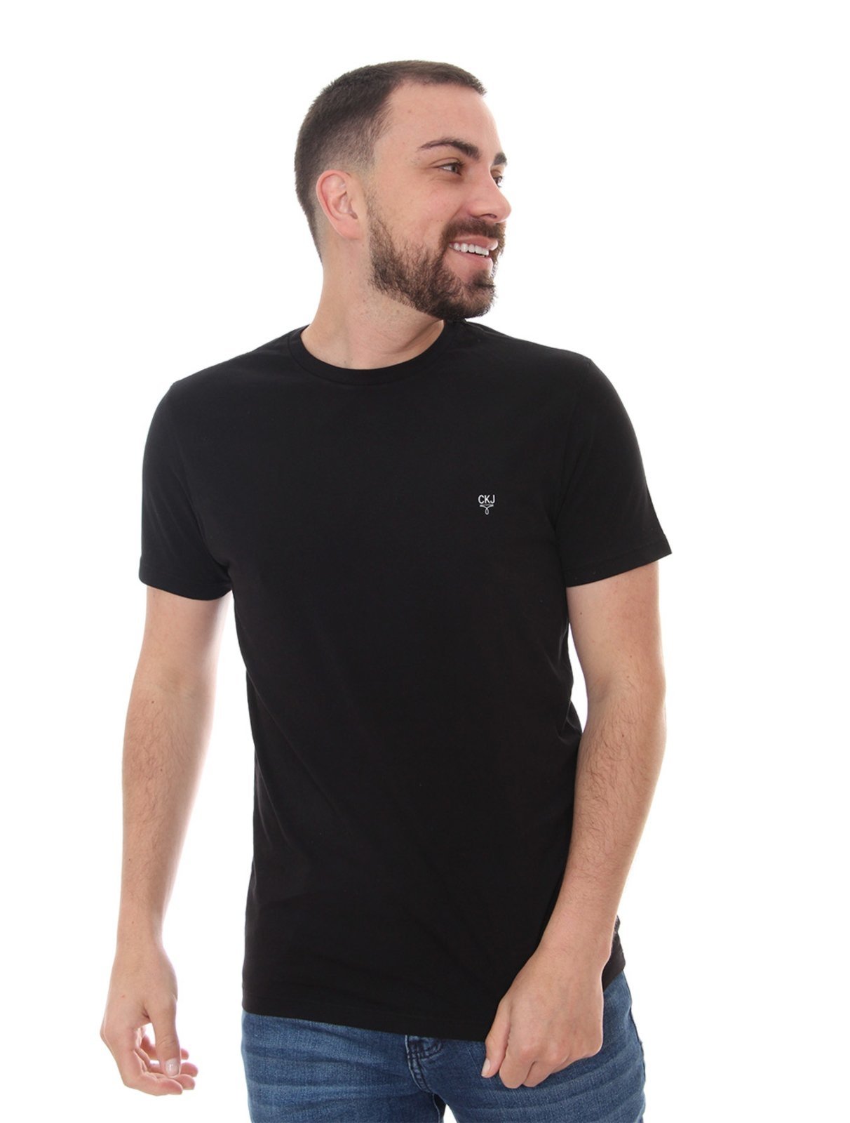 Camiseta Calvin Klein Jeans Masculina Light Omega Logo Preta