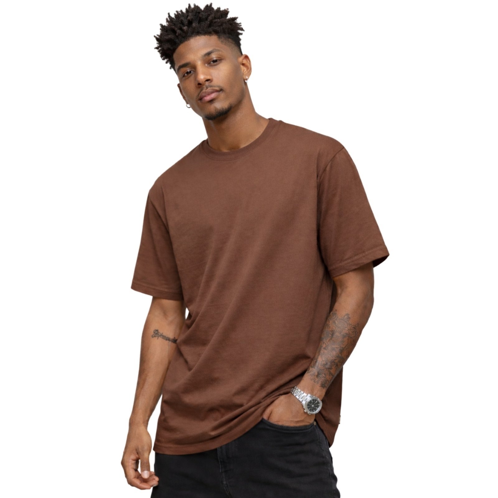 Camiseta Basica Lisa Algodão Gola Redonda Masculina