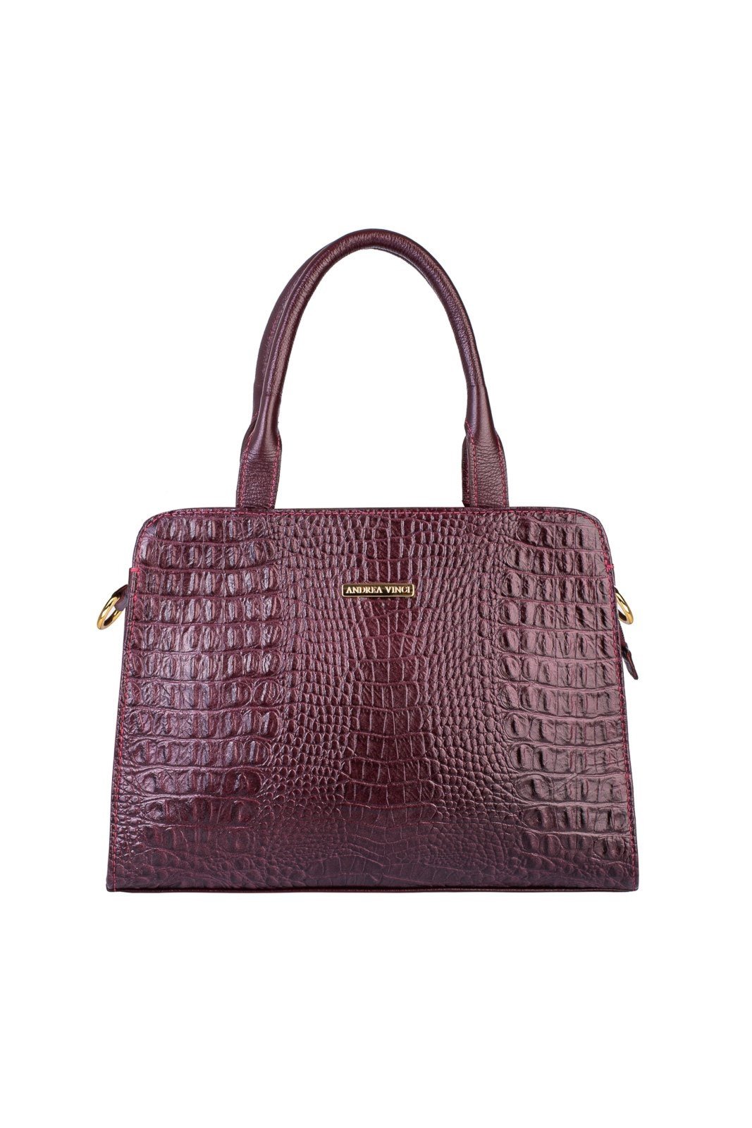 Bolsa de couro croco estruturada Emili - Marsala