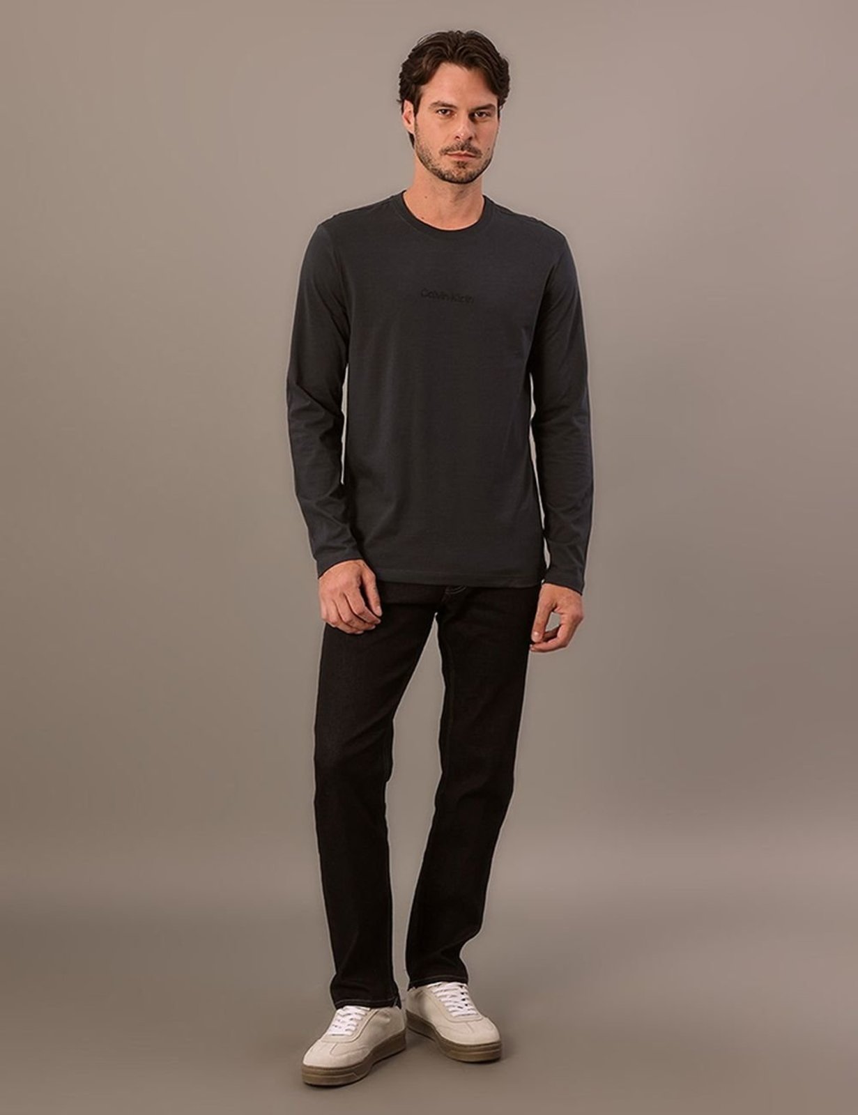 Camiseta Manga Longa Calvin Klein Masculino Calvin Klein Bordado - Marinho Calvin Klein Jeans