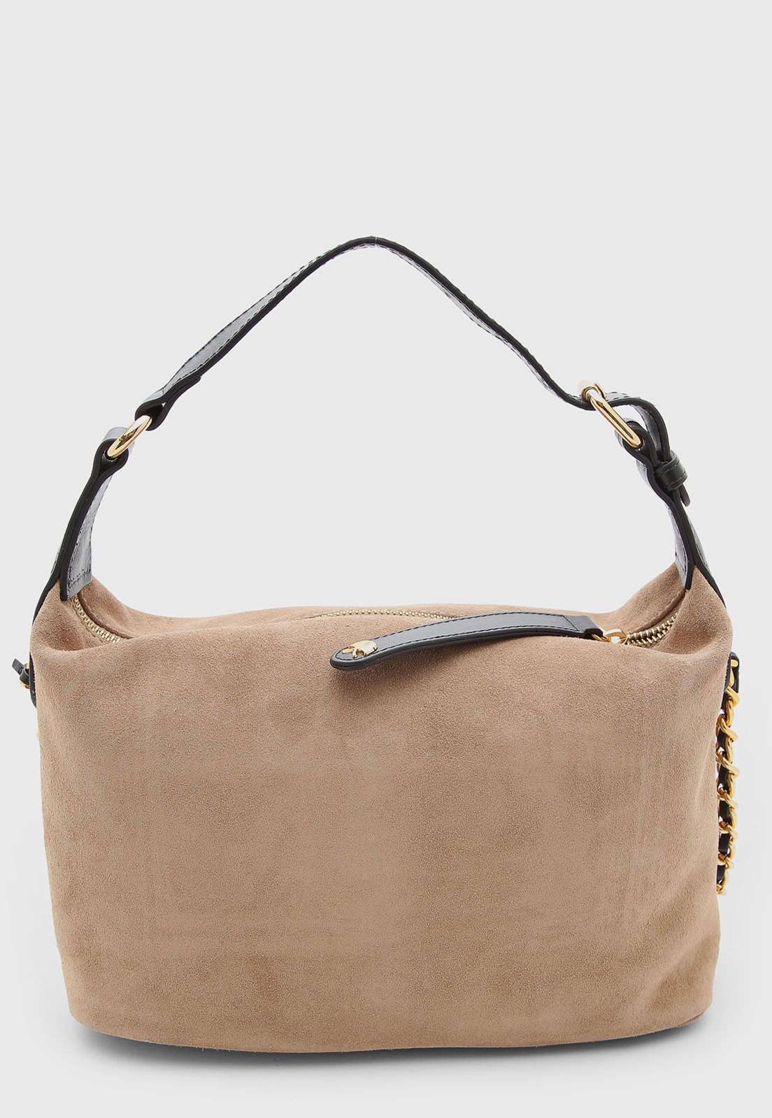 Bolsa Luiza Barcelos Couro Camurça Bege