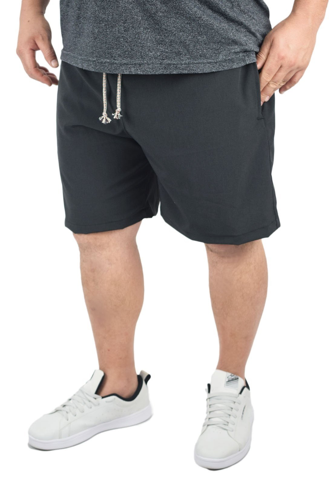 Short elastano Mescla Tactel Extra Grande Plus Size praia Preto