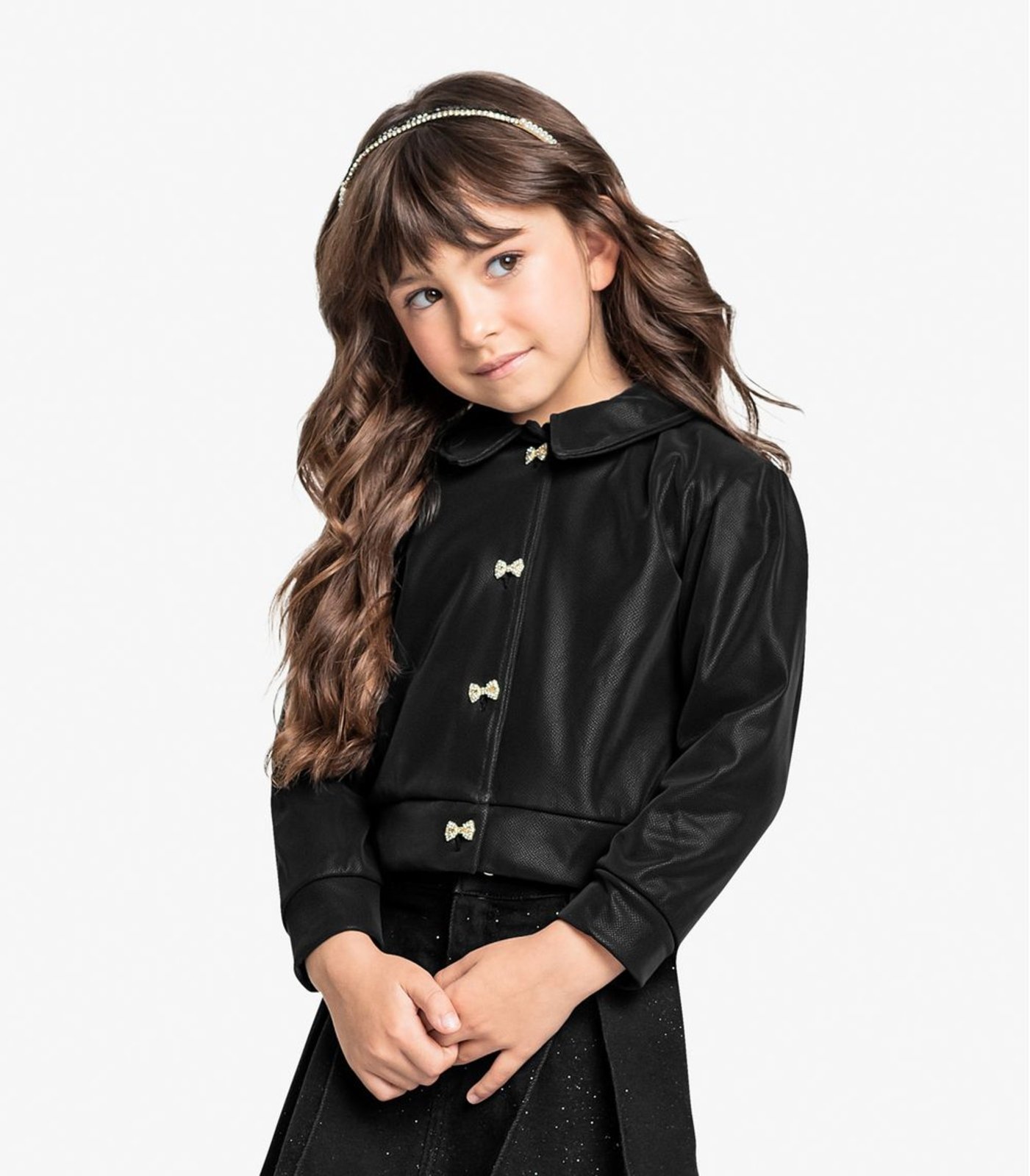 Infantil – Jaqueta Feminina Em Suede Trick Nick Preto