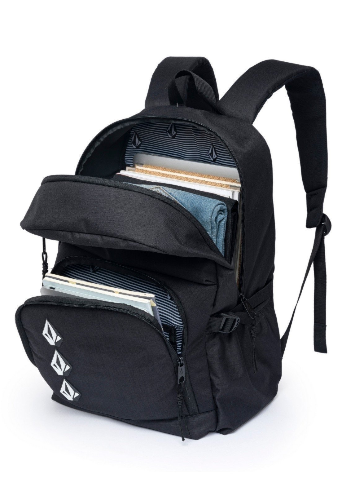Vista 3 Mochila Volcom Masculina Bolsa Notebook Universitária Casual Trabalho preto Volcom preto