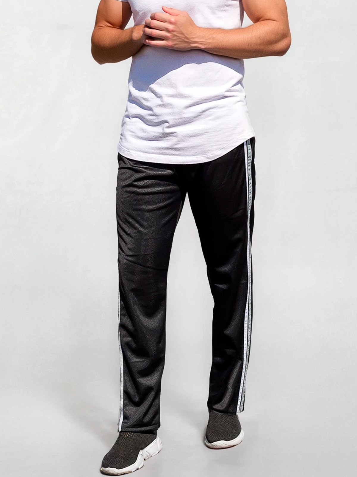 Calça Masculina Frent’s Tecido Helanca Com Listra Lateral Bolso Traseiro