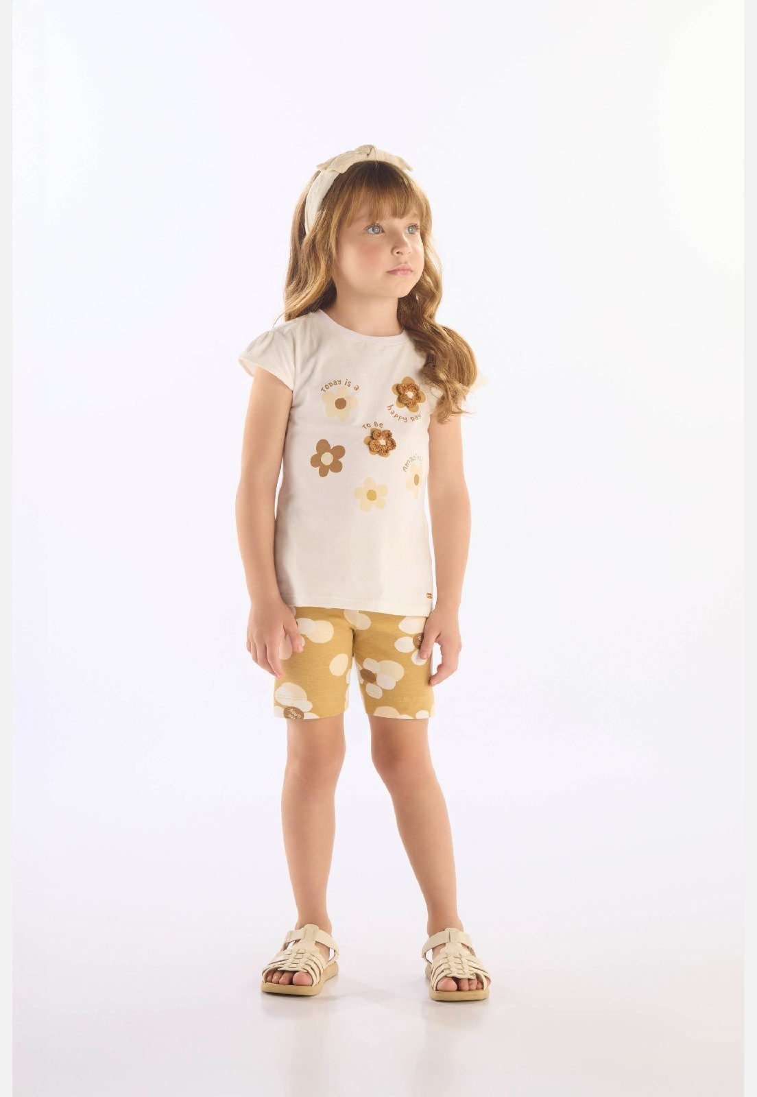 Infantil - Conjunto Algodão Florido Up Baby Off-White