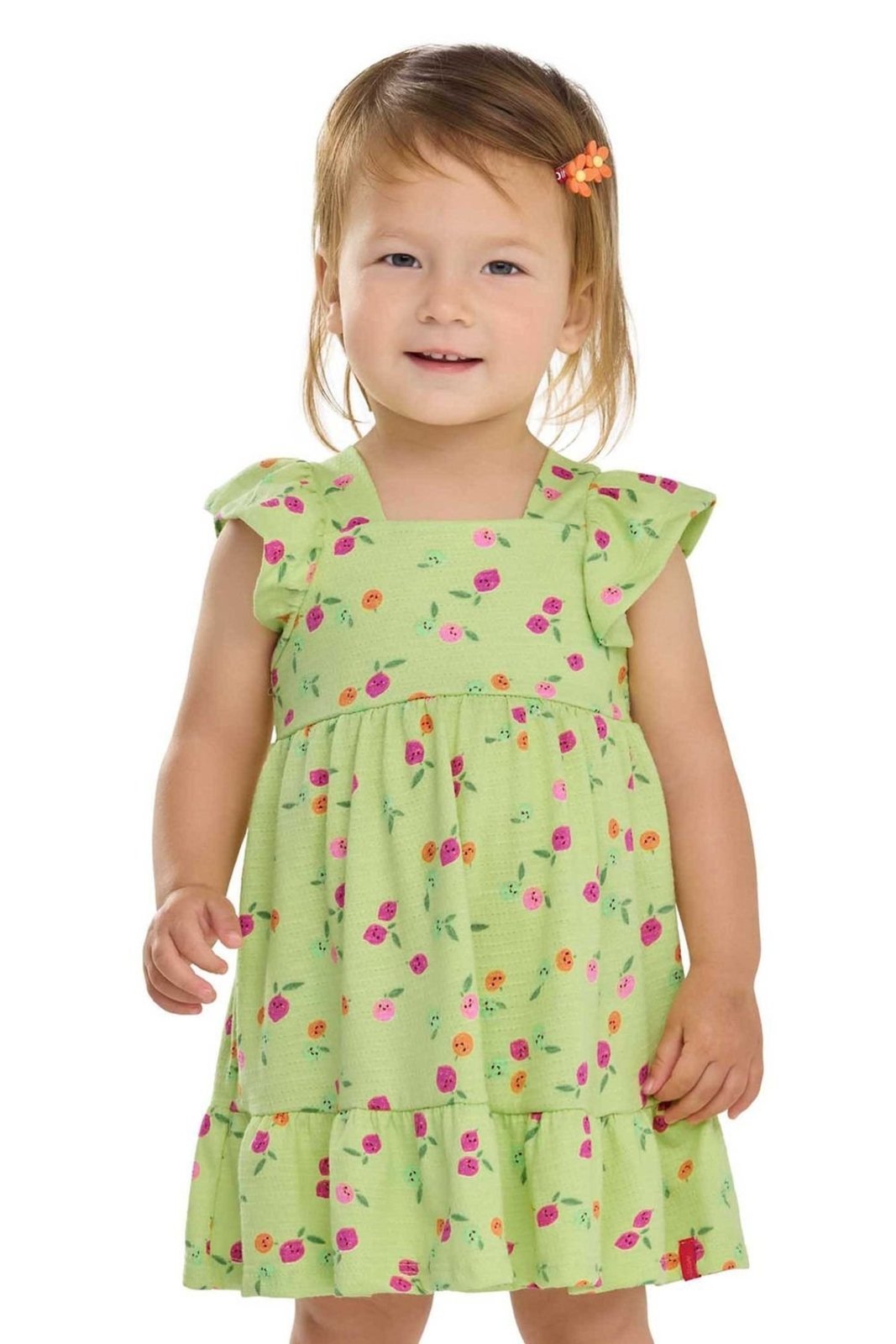 Infantil - Vestido Menina Texturizado Frutas Elian Verde