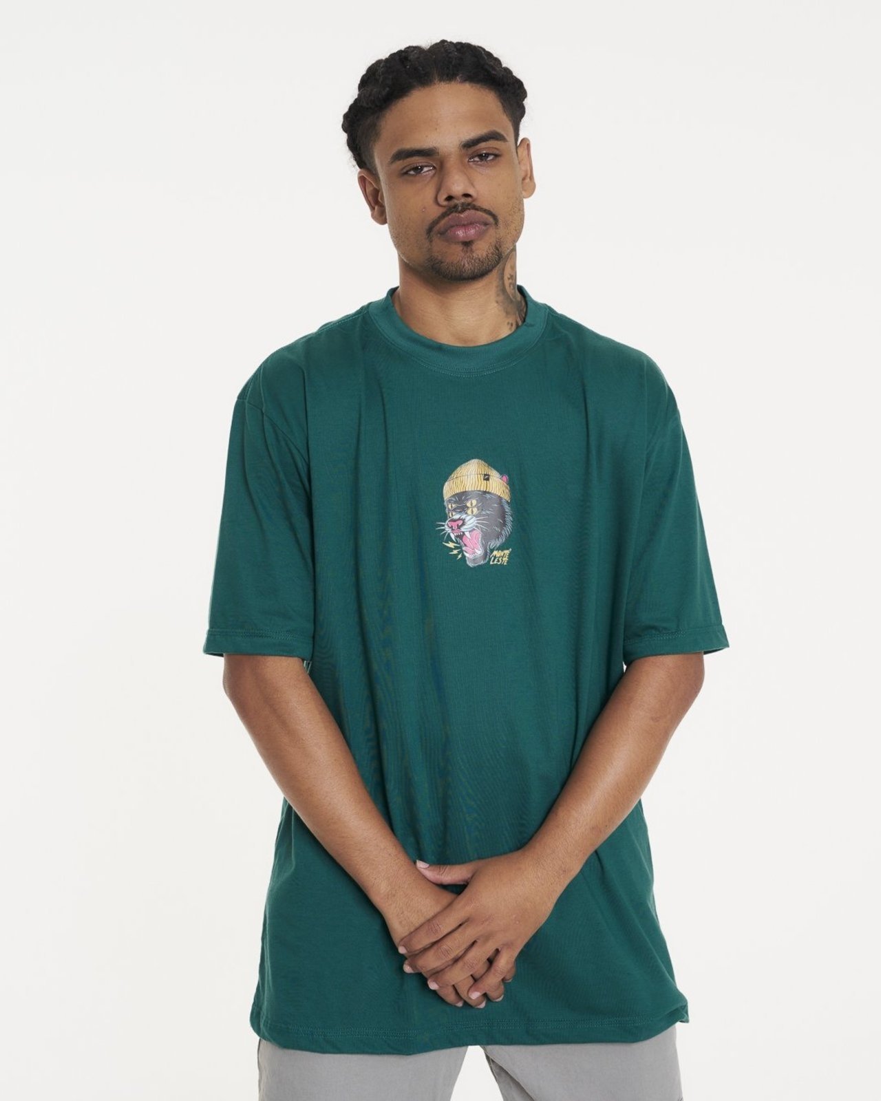 Camiseta Oversized Estampada Pantera - Verde Floresta