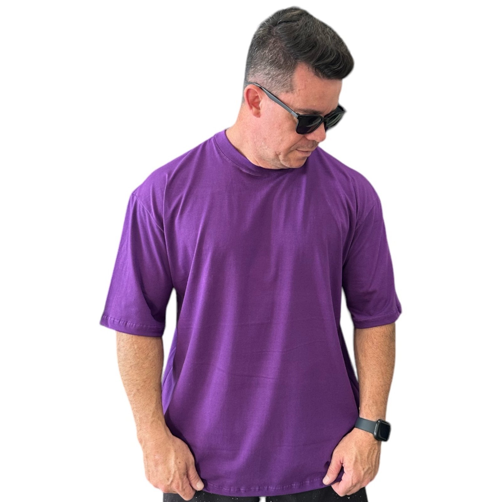 Vista 3 Camiseta Larga Oversized Streetwear T-shirt Purple Stecchi STECCHI MODA roxo purple STECCHI MODA roxo purple