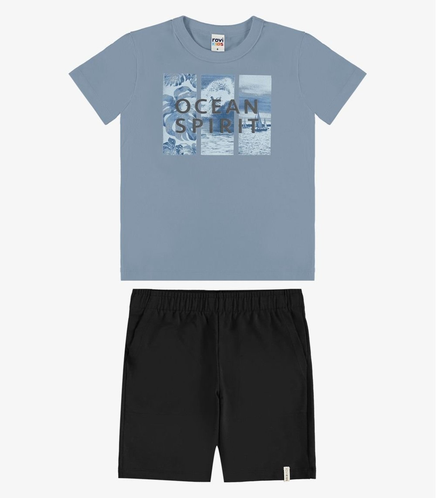 Infantil - Conjunto Camiseta Com Bermuda Rovi Azul