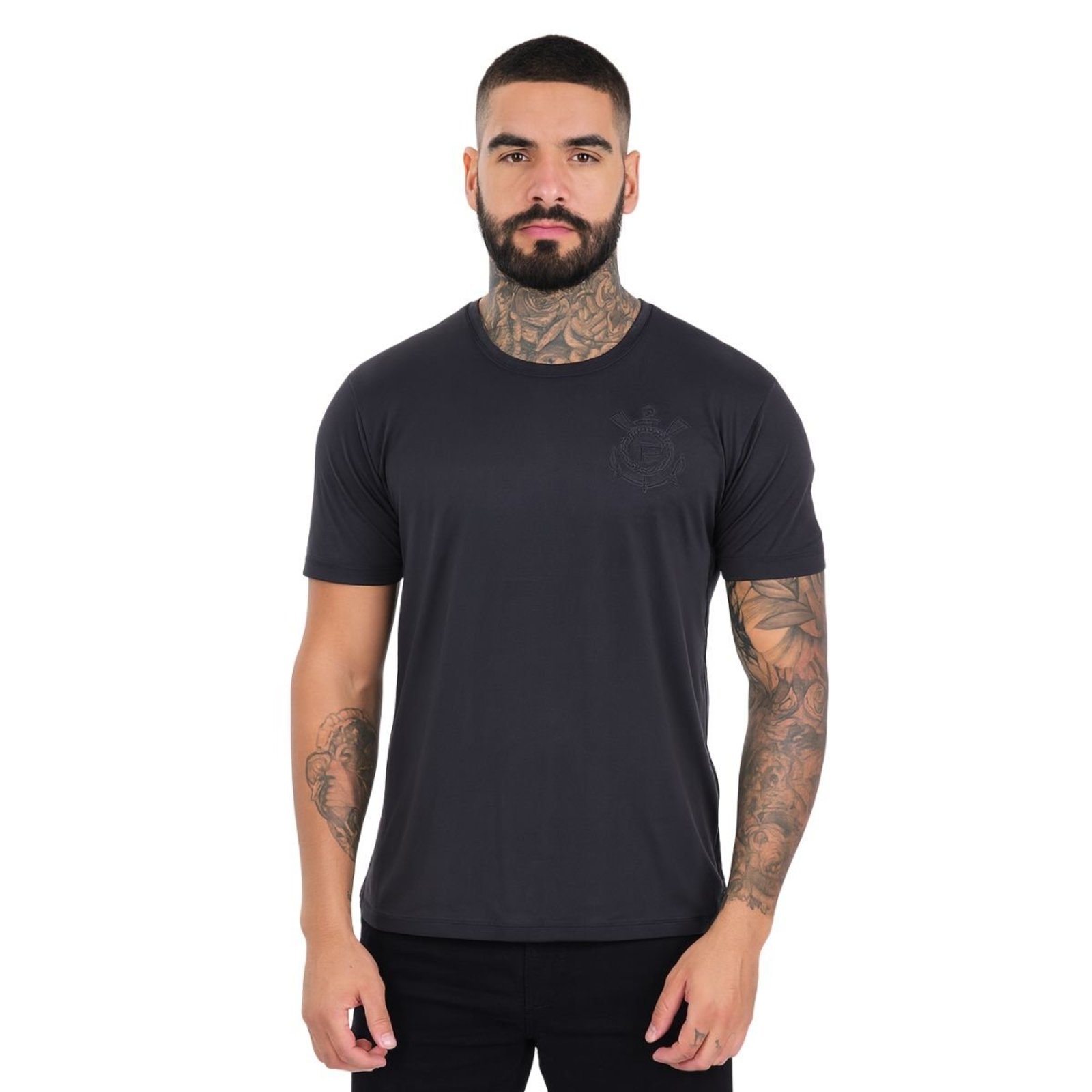Camisa Corinthians All Black Bordado Oficial Preto