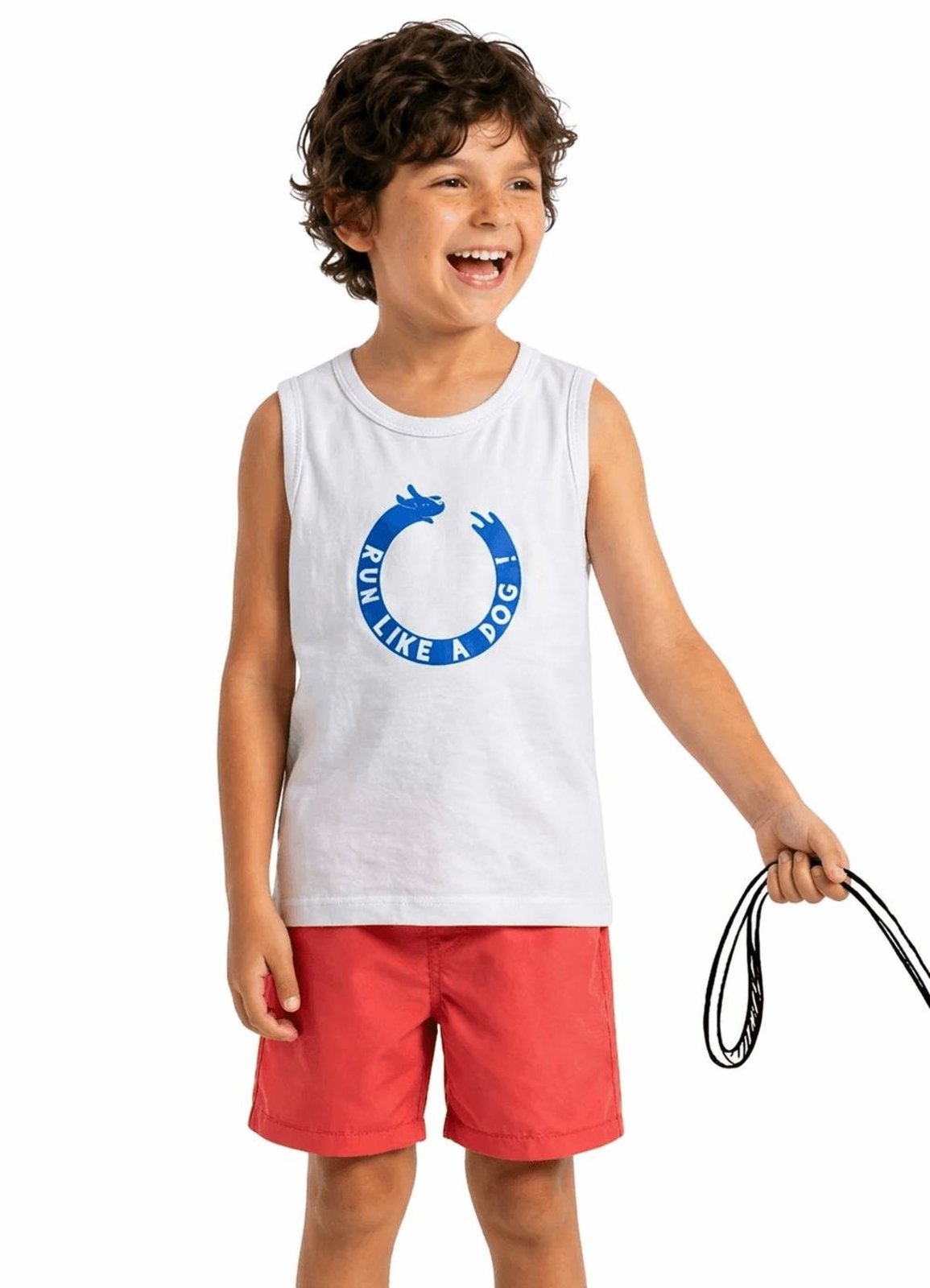 Infantil - Conjunto Menino Menino Dog Alphabeto Laranja Branco