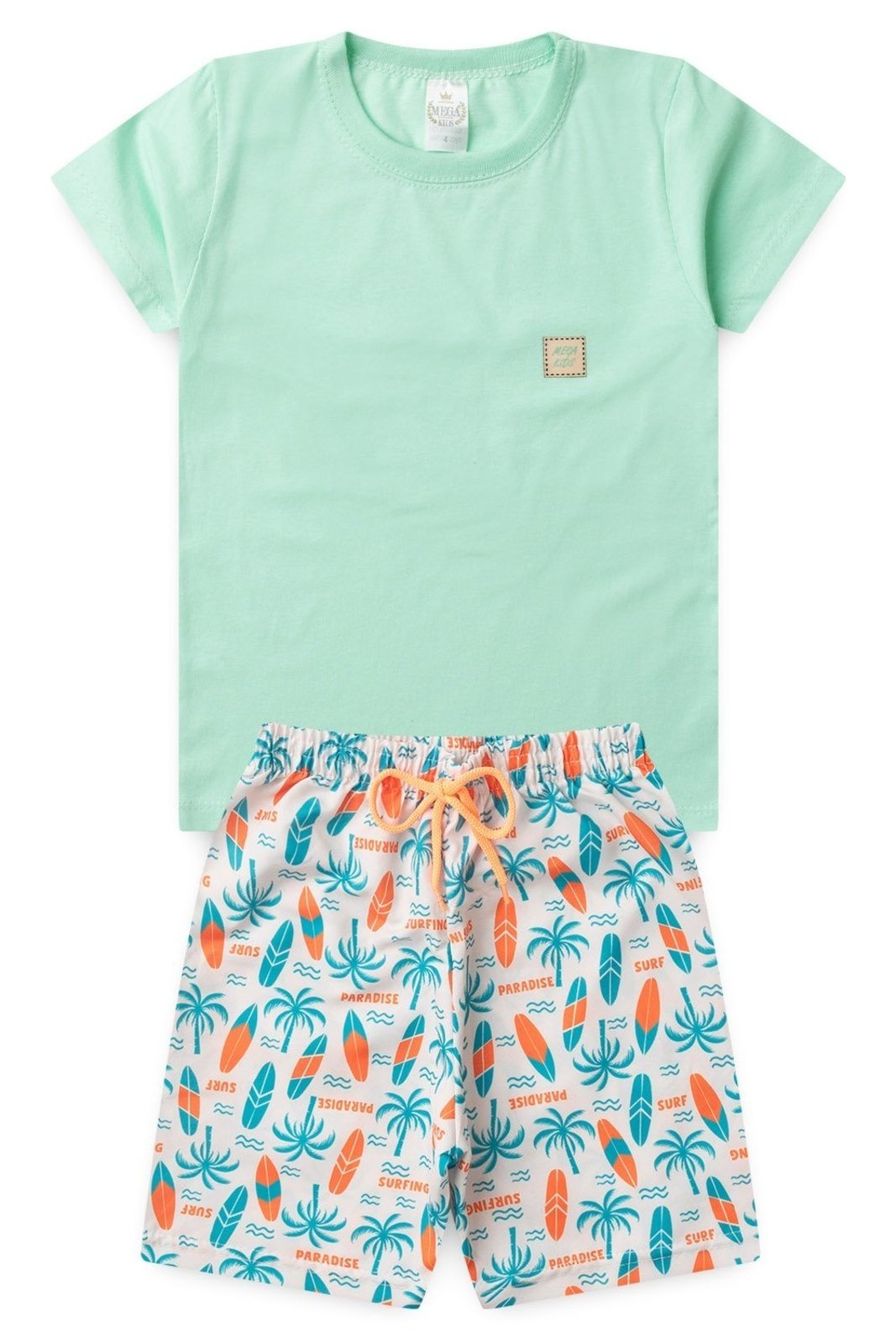 Infantil - Conjunto Verão Masculino Camiseta Plaquinha Mega - Verde