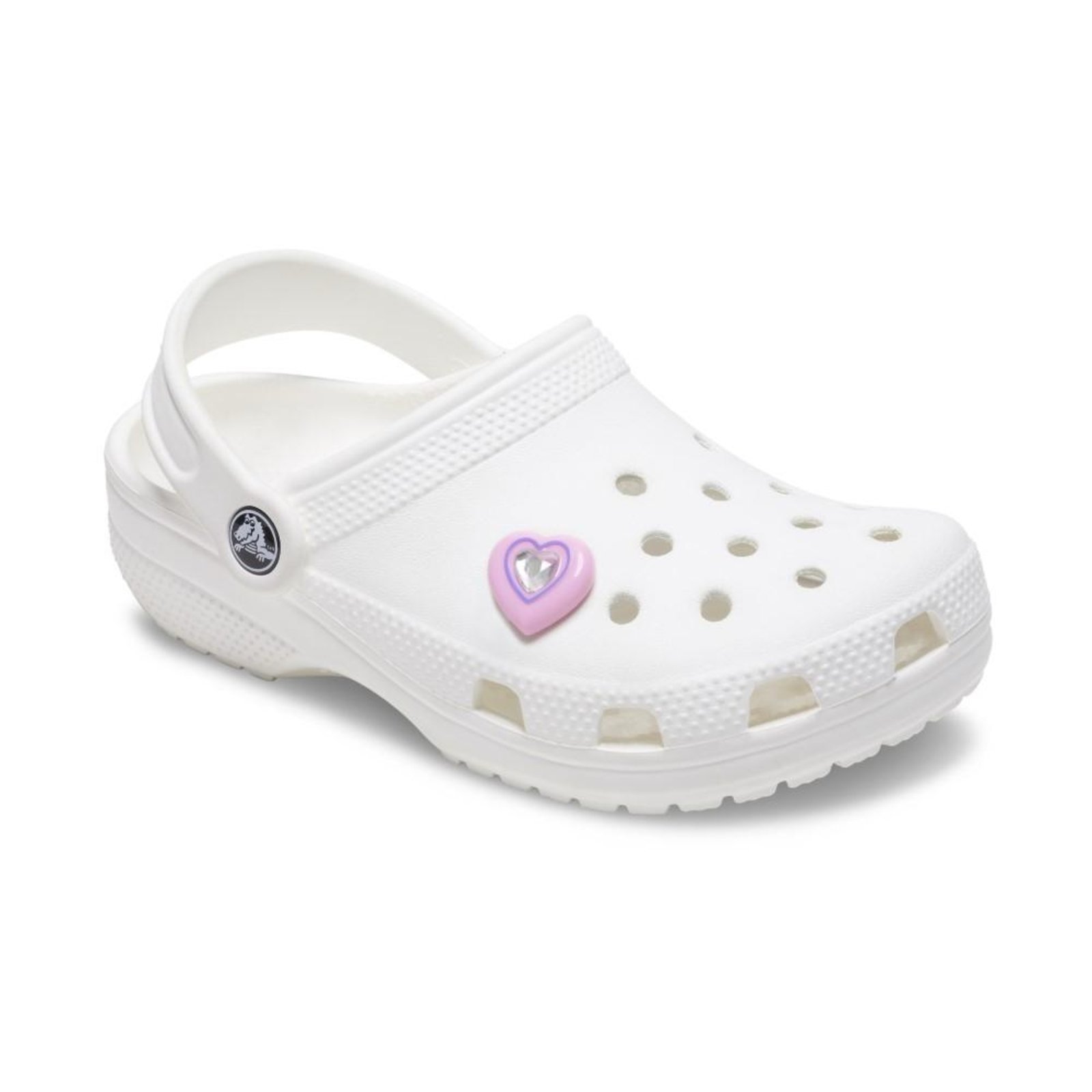 Vista 3 Infantil - Jibbitz™ Coração Rosa com Gema Branco Crocs branco rosa