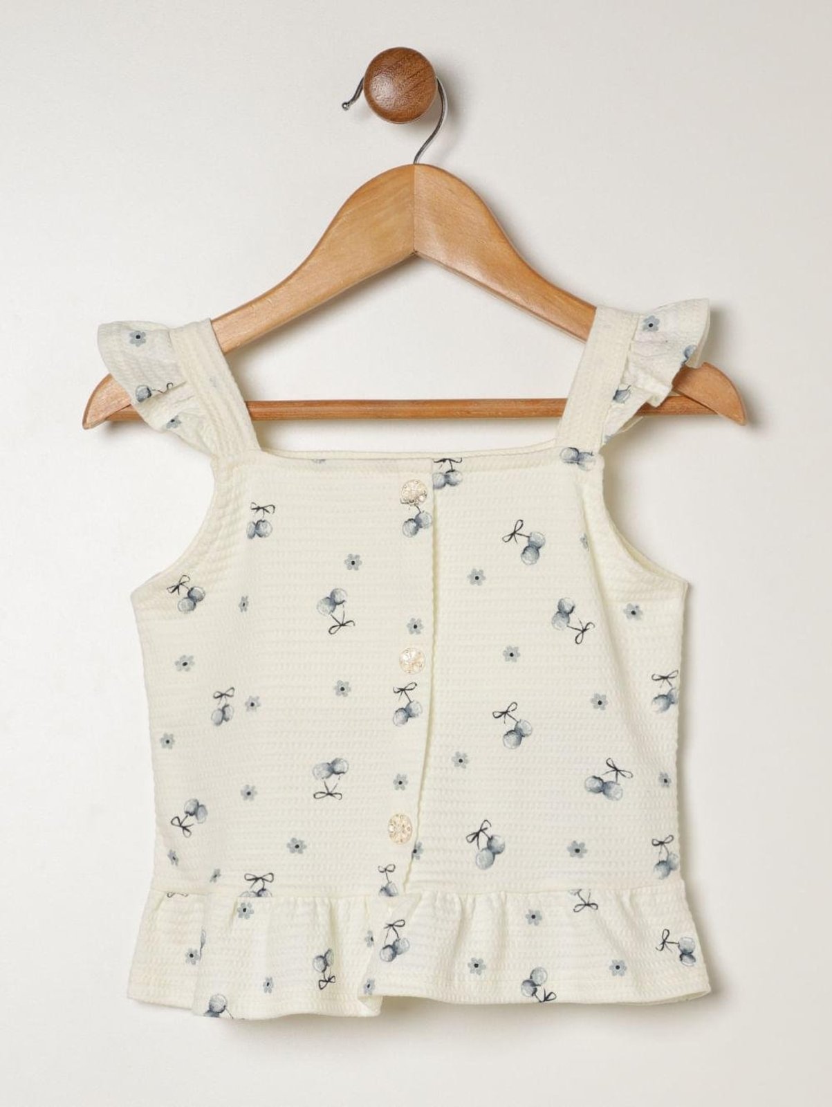 Infantil - Blusa Malha Regata Para Menina - OFF WHITE