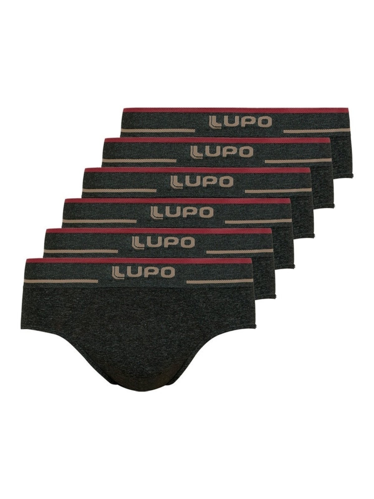 Kit com 6 Cuecas Slip Lupo 624-003 Preto