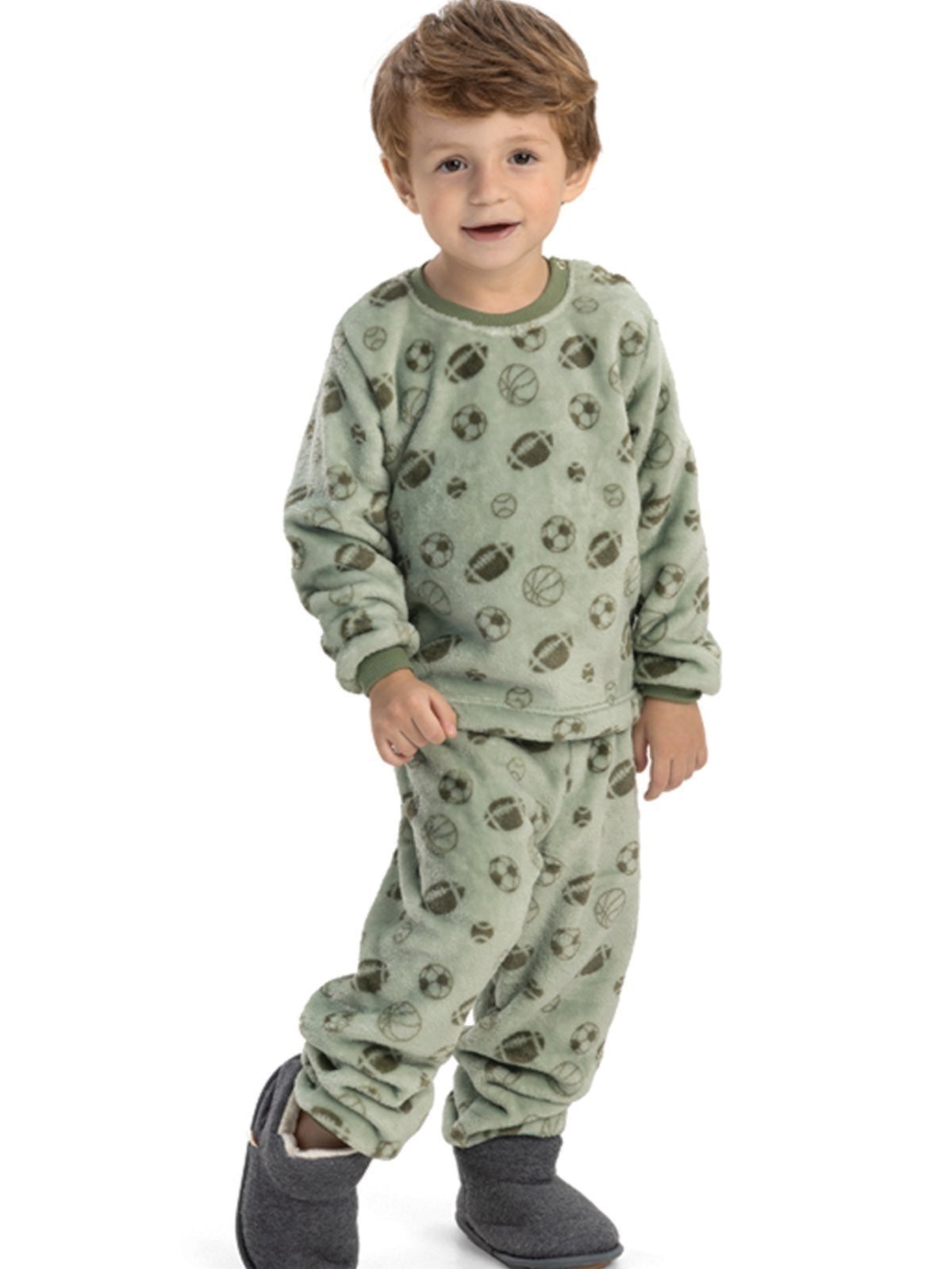 Pijama de Inverno Soft Fleece Menino Magimente Esportes Verde